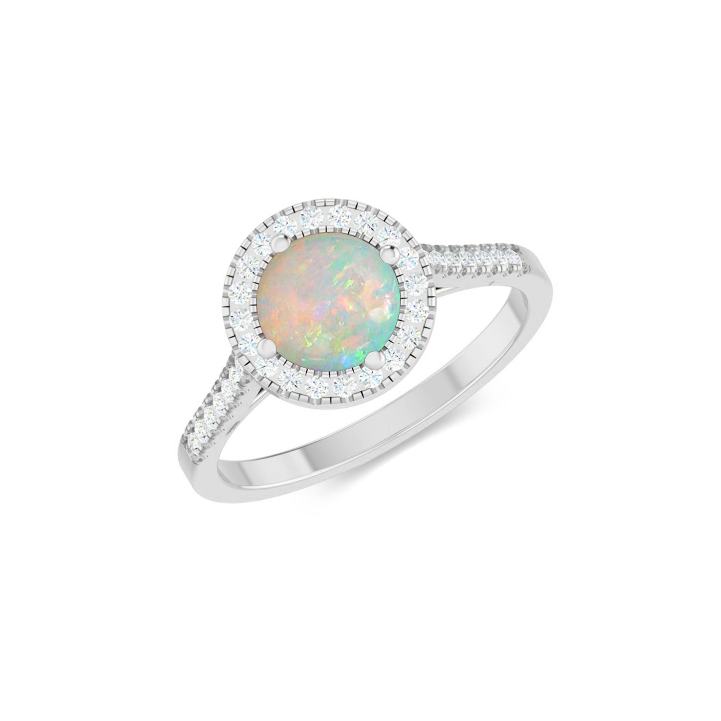 Halo Solitaire Ring | Sterling Silver Birthstone Ring | Genuine Gemstone & Diamond Studded Ring | Personalized Promise Ring | Gift for Her