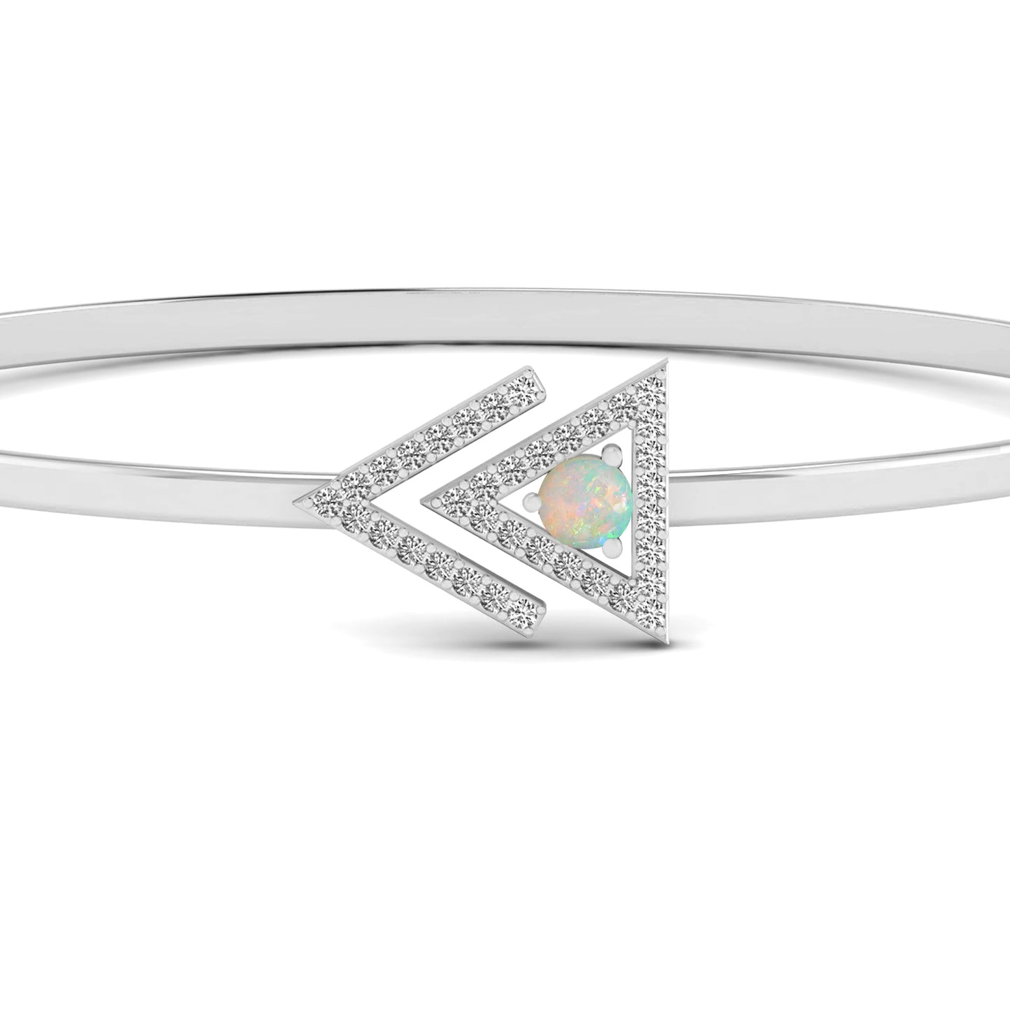 Geometric Open Bangle Bracelet | Sterling Silver Birthstone Bracelet | Adjustable Chain | 15 Gemstone Choices | Personalized Gemstone Bracelet