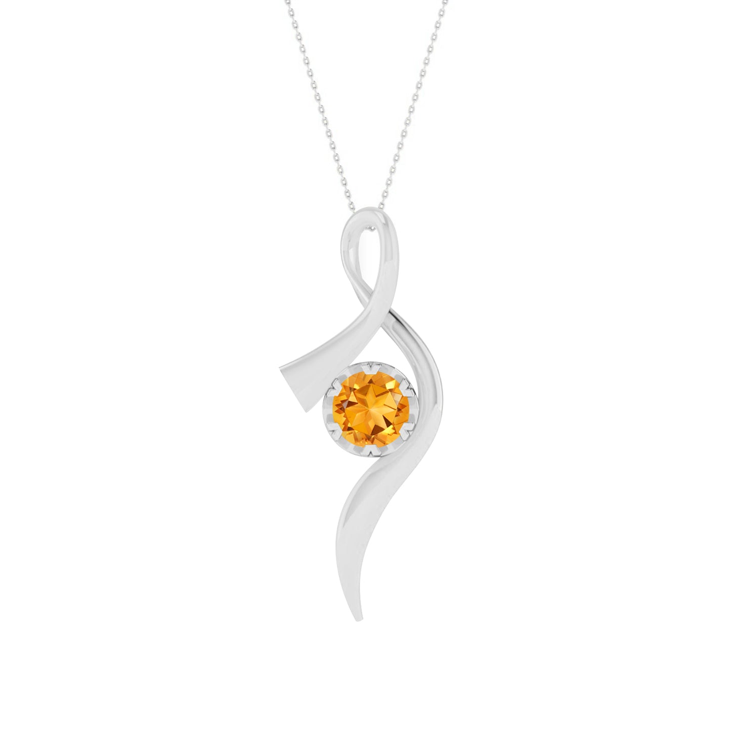 Infinity Twist Pendant | Floral Vine Style Gemstone Pendant | Sterling Silver Birthstone Necklace | Adjustable Chain | 15 Gemstone Choices | Personalized Gemstone Pendant