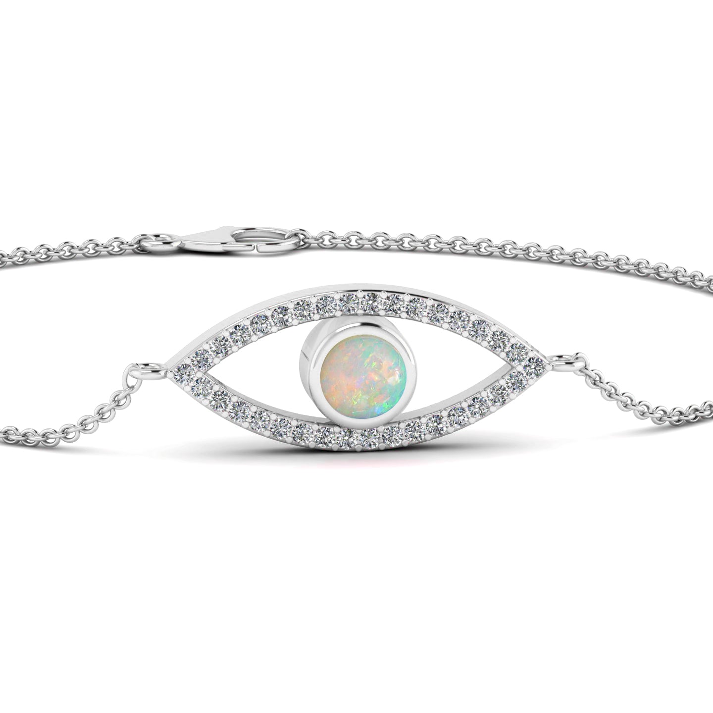 Evil Eye Bracelet | Sterling Silver Birthstone Bracelet | Adjustable Chain | 15 Gemstone Choices | Personalized Gemstone Bracelet