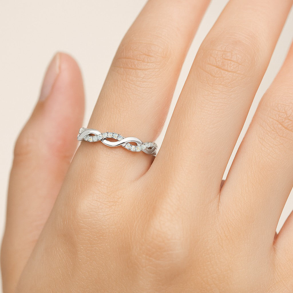 Infinity Ring| Sterling Silver Birthstone Ring | Genuine Gemstone Studded Ring | Personalized Promise Ring | Gift for Her