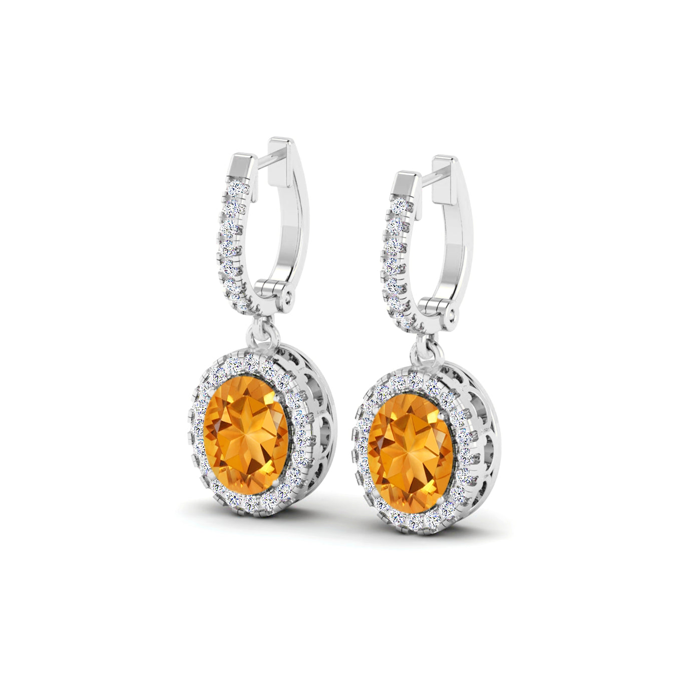 Halo Huggie Drop Earrings | 925 Sterling Silver Birthstone Stud Earrings | Diamond Accent Gemstone Earrings | 15 Birthstone Options | Gift for Women