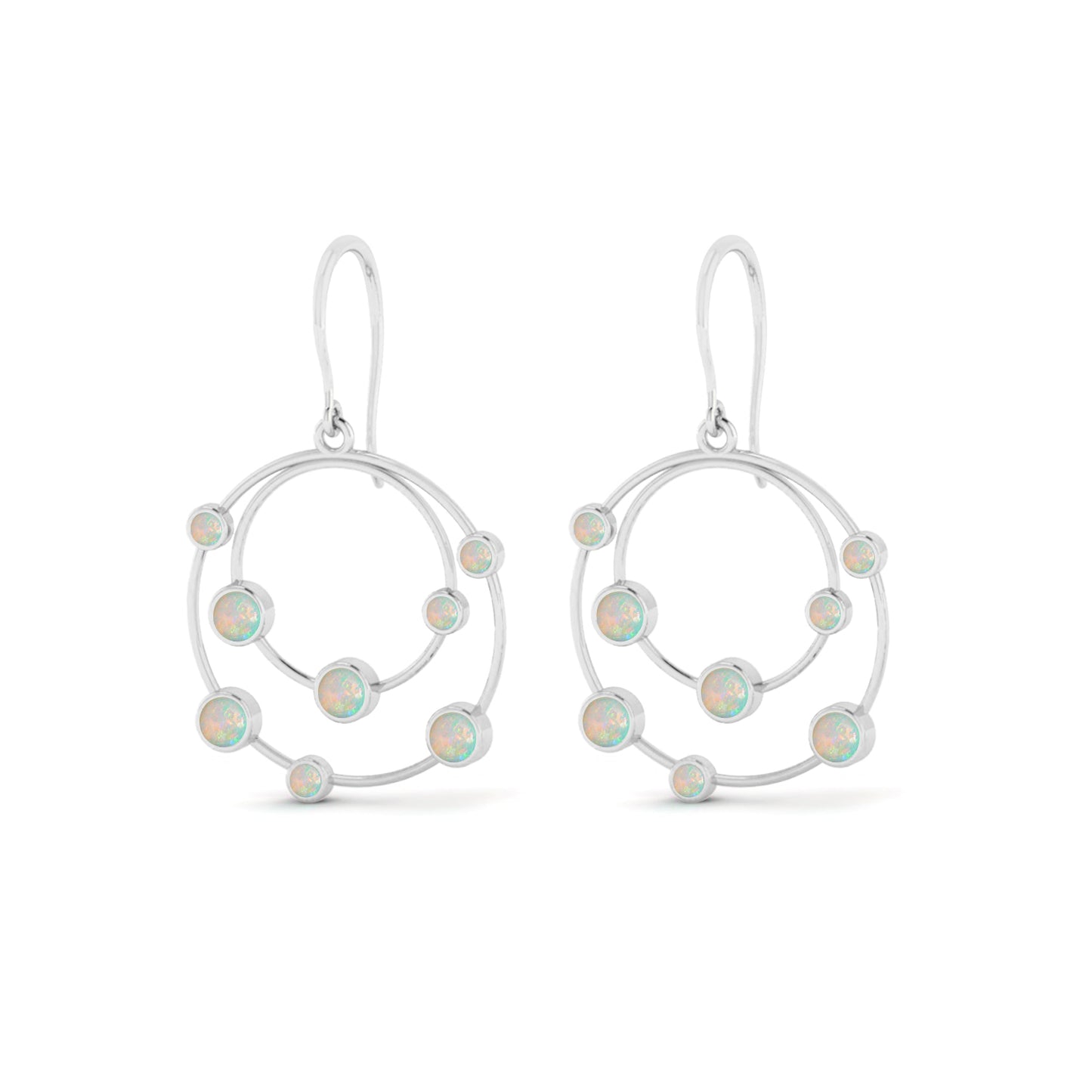 Open Circle Drop Earrings | 925 Sterling Silver Birthstone Stud Earrings | Diamond Accent Gemstone Earrings | 15 Birthstone Options | Gift for Women