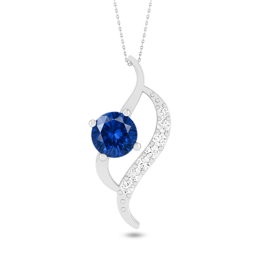Bypass Swirl Pendant | Starburst Pendant | Heart Knot Teardrop Pendant | Sterling Silver Birthstone Necklace | Diamond Accent | Adjustable Chain | 15 Gemstone Choices