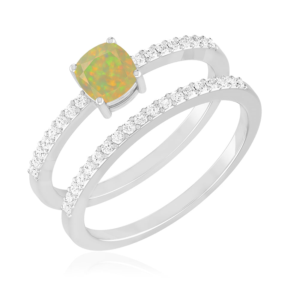 Bridal Ring Ring Set | Sterling Silver Birthstone Ring | Genuine Gemstone Studded Ring | Personalized Promise Ring | Gift for Her