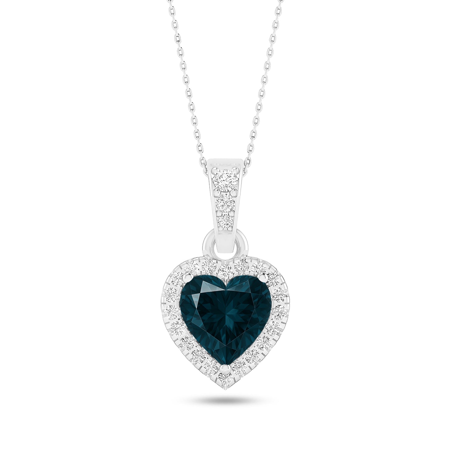 Heart Halo Pendant | Sterling Silver Birthstone Necklace | Diamond Accent | Adjustable Chain | 15 Gemstone Choices