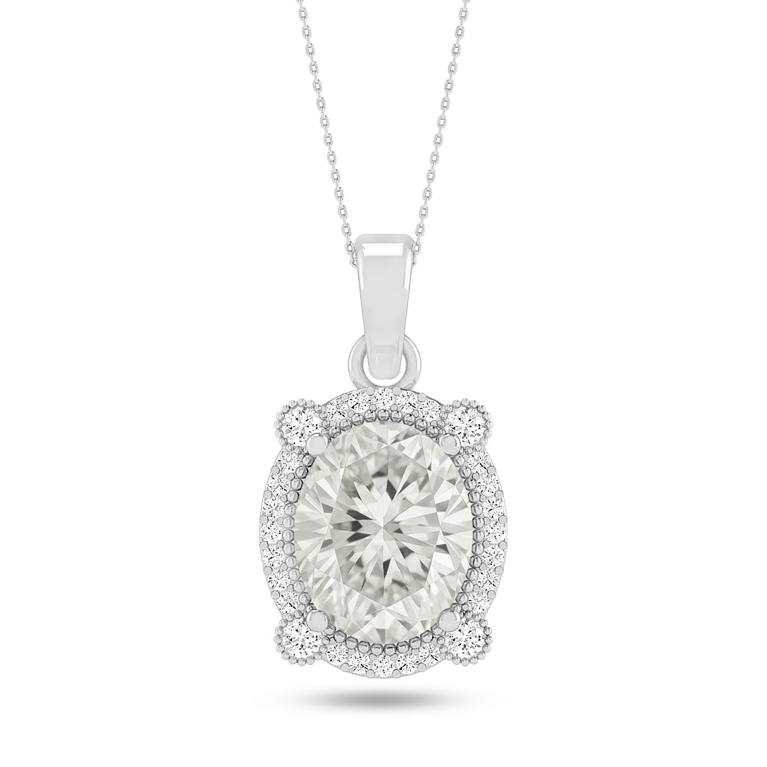 Oval Cabochon Halo Pendant | Starburst Pendant | Heart Knot Teardrop Pendant | Sterling Silver Birthstone Necklace | Diamond Accent | Adjustable Chain | 15 Gemstone Choices