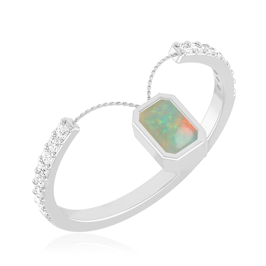 Open Bypass Ring | Sterling Silver Birthstone Ring | Genuine Gemstone Studded Ring | Personalized Promise Ring | Gift for Her