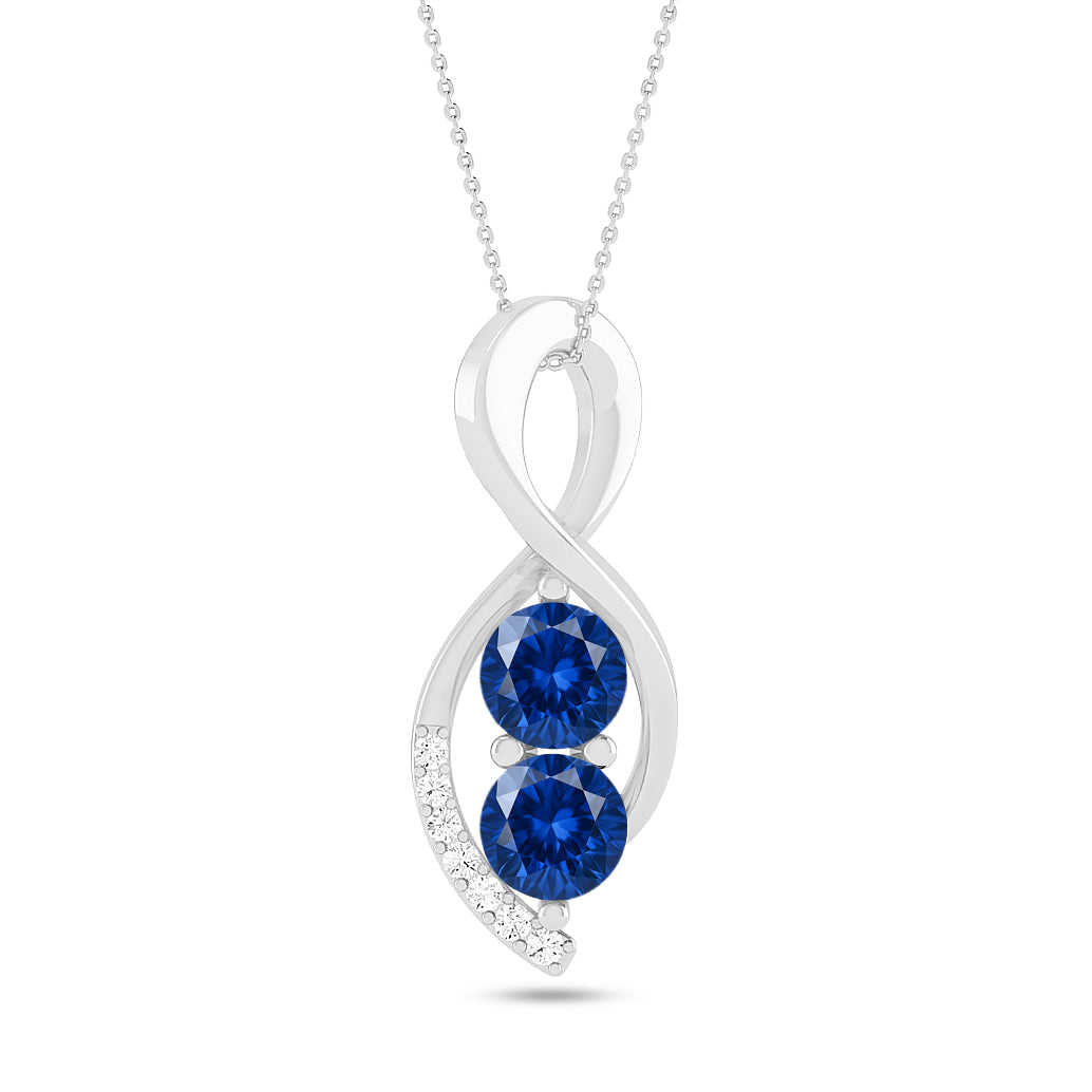 Infinity Twist Pendant | Starburst Pendant | Heart Knot Teardrop Pendant | Sterling Silver Birthstone Necklace | Diamond Accent | Adjustable Chain | 15 Gemstone Choices