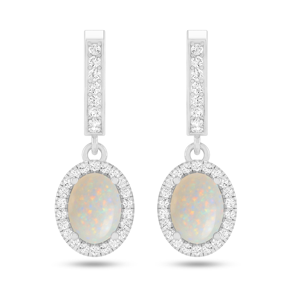 Oval Halo Drop Earrings | 925 Sterling Silver Birthstone Stud Earrings | Diamond Accent Gemstone Earrings | 15 Birthstone Options | Gift for Women