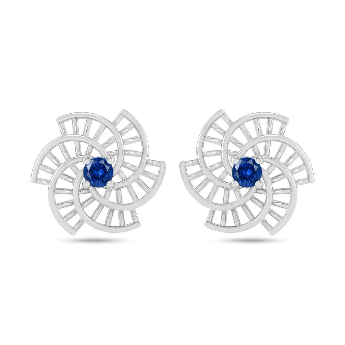 Spiral Floral Stud Earrings | 925 Sterling Silver Birthstone Stud Earrings | Diamond Accent Gemstone Earrings | 15 Birthstone Options | Gift for Women