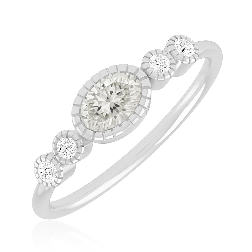 Bezel Set Three-Stone Ring | Sterling Silver Birthstone Ring | Genuine Gemstone & Diamond Studded Ring | Personalized Promise Ring | Gift for Her