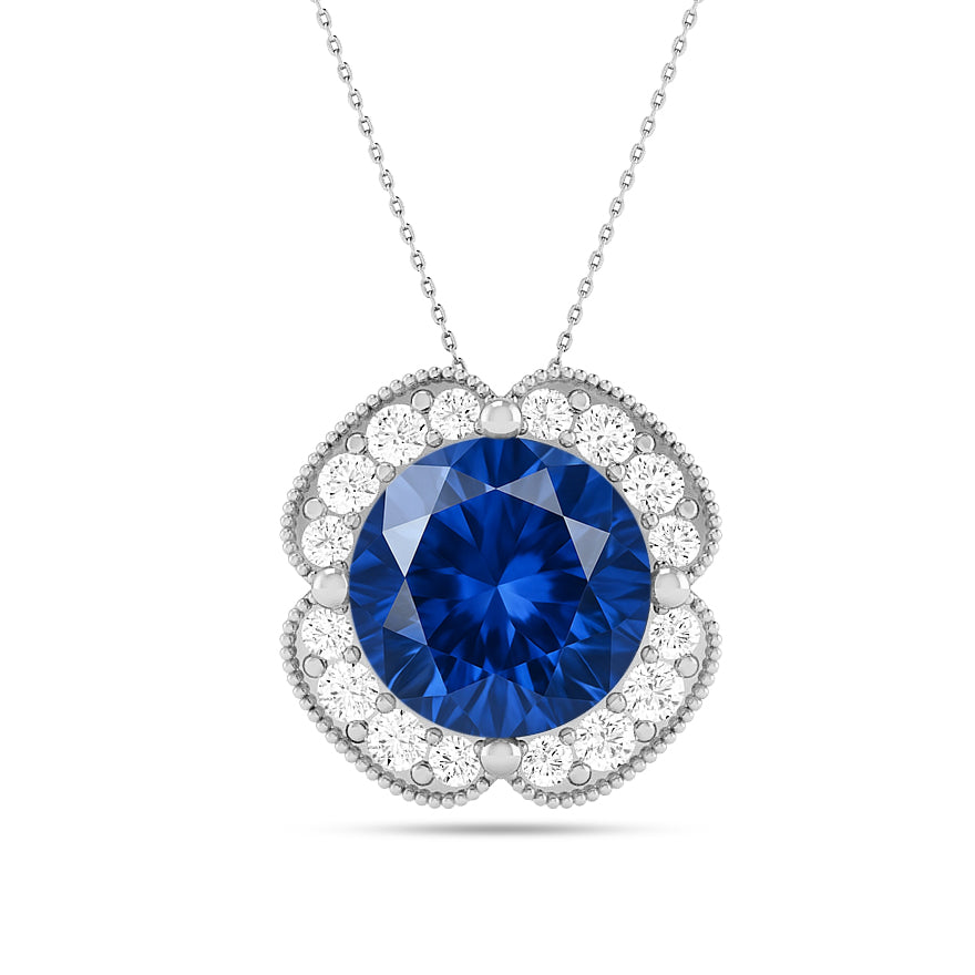 Floral Halo Pendant | Starburst Pendant | Heart Knot Teardrop Pendant | Sterling Silver Birthstone Necklace | Diamond Accent | Adjustable Chain | 15 Gemstone Choices