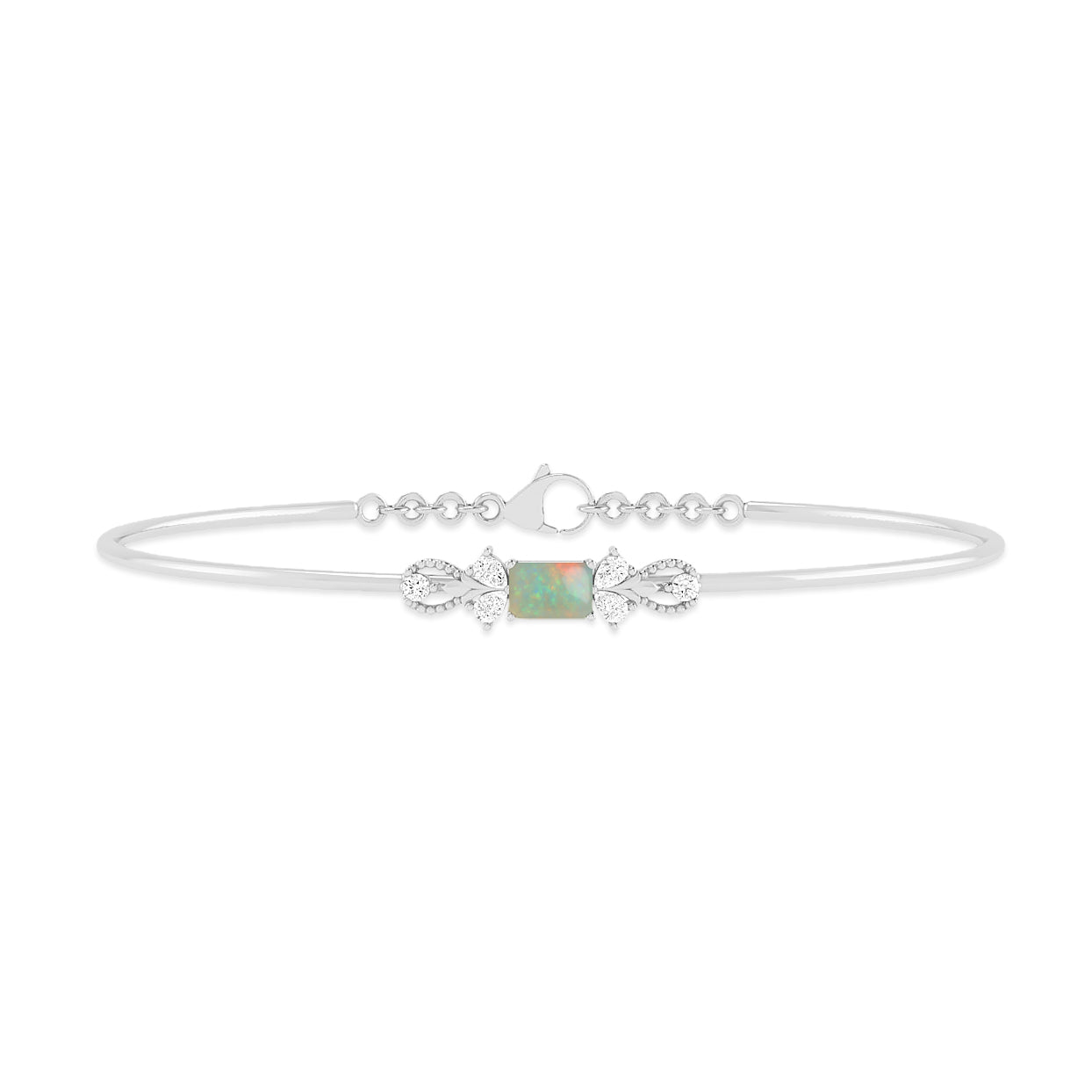 Gemstone Bangle Bracelet | Sterling Silver Birthstone Bracelet | Adjustable Chain | 15 Gemstone Choices | Personalized Gemstone Bracelet Floral Vine Bracelet Canter piece
