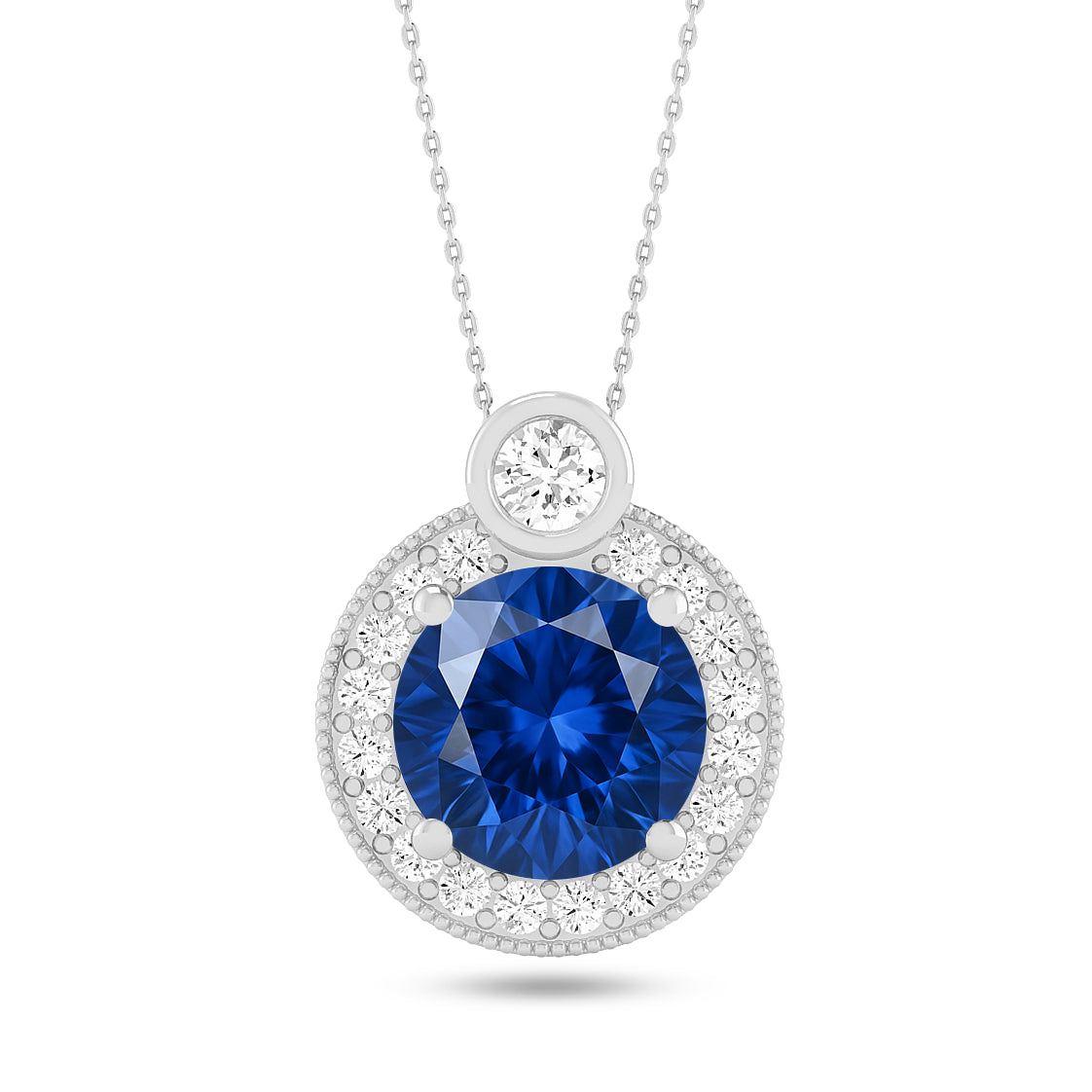 Round Halo Pendant | Starburst Pendant | Heart Knot Teardrop Pendant | Sterling Silver Birthstone Necklace | Diamond Accent | Adjustable Chain | 15 Gemstone Choices