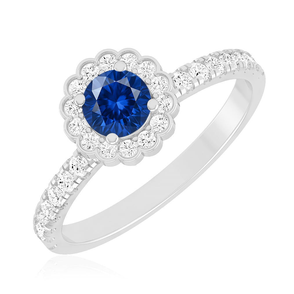 Flower Cluster Ring | Sterling Silver Birthstone Ring | Genuine Gemstone & Diamond Studded Ring | Personalized Promise Ring | Gift for Her