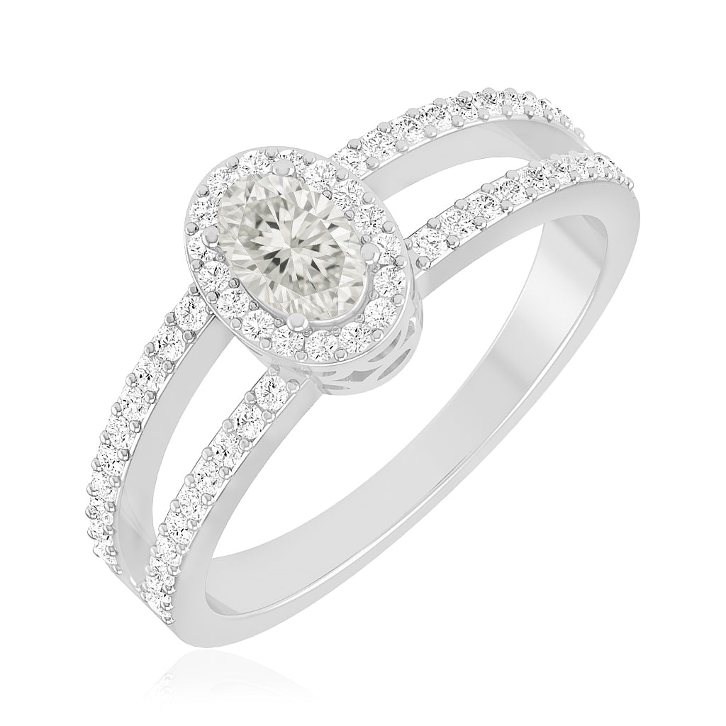 Halo Split Shank Ring | Sterling Silver Birthstone Ring | Genuine Gemstone & Diamond Studded Ring | Personalized Promise Ring | Gift for Her