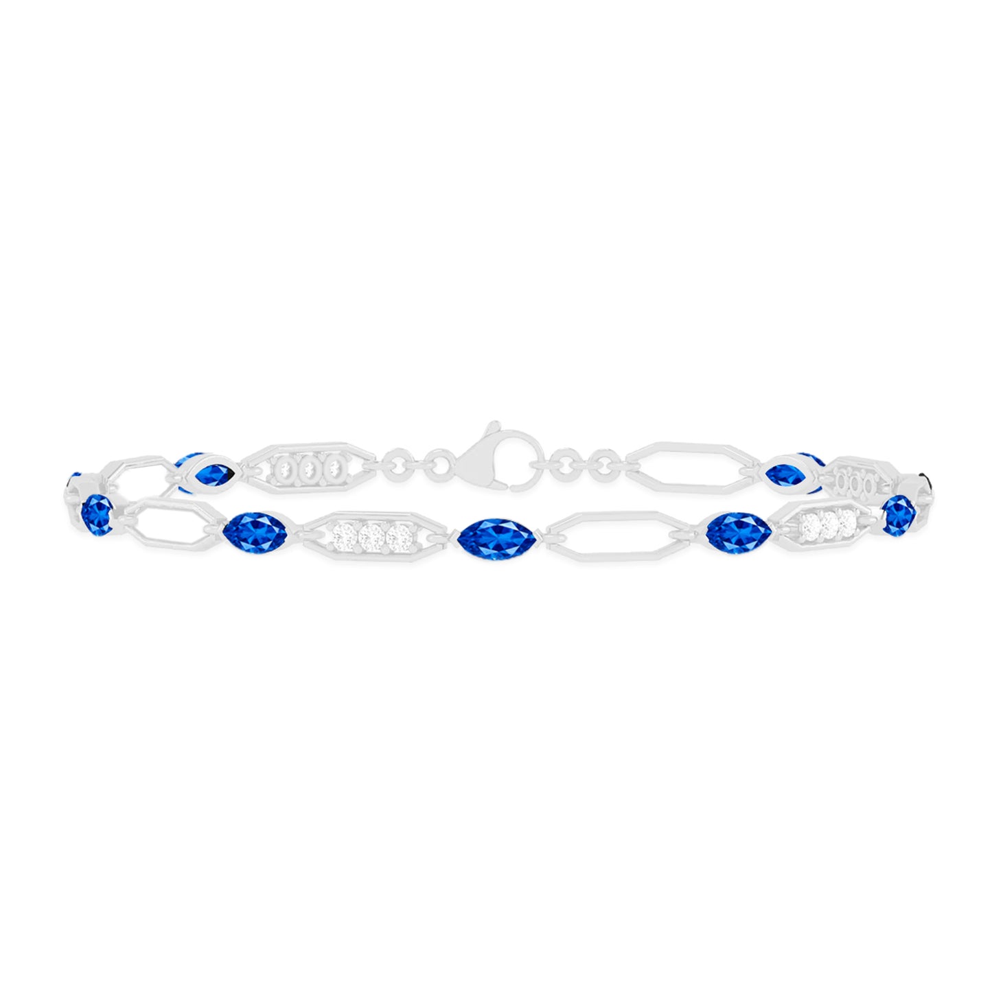Art Deco Link Bracelet | Sterling Silver Birthstone Bracelet | Adjustable Chain | 15 Gemstone Choices | Personalized Gemstone Bracelet Floral Vine Bracelet Canter piece