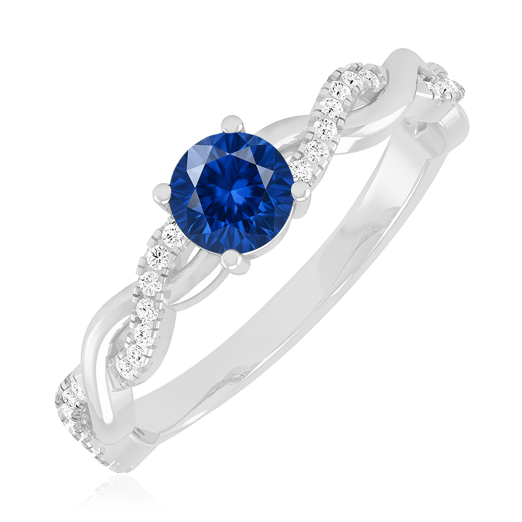 Infinity Knot Solitaire Ring | Sterling Silver Birthstone Ring | Genuine Gemstone & Diamond Studded Ring | Personalized Promise Ring | Gift for Her