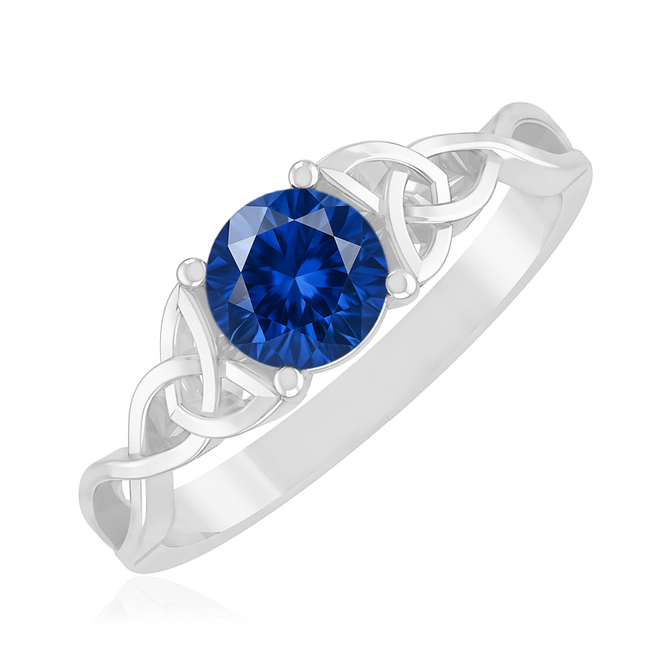 Celtic Knot Ring | Sterling Silver Birthstone Ring | Genuine Gemstone & Diamond Studded Ring | Personalized Promise Ring | Gift for Her