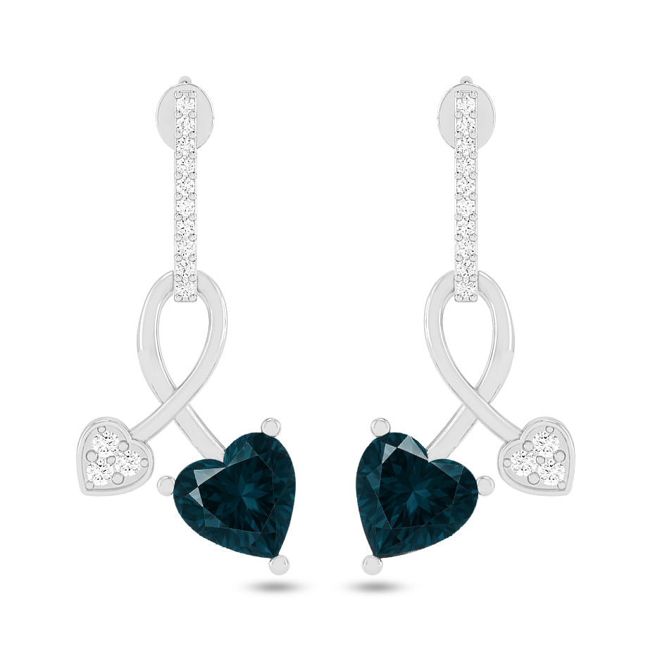 Infinity Heart Drop Earrings | 925 Sterling Silver Birthstone Stud Earrings | Diamond Accent Gemstone Earrings | 15 Birthstone Options | Gift for Women