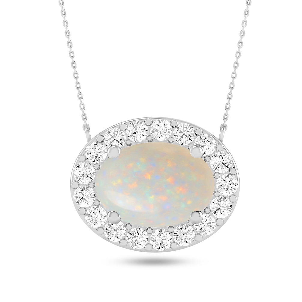 Oval Halo Solitaire Pendant | Starburst Pendant | Heart Knot Teardrop Pendant | Sterling Silver Birthstone Necklace | Diamond Accent | Adjustable Chain | 15 Gemstone Choices