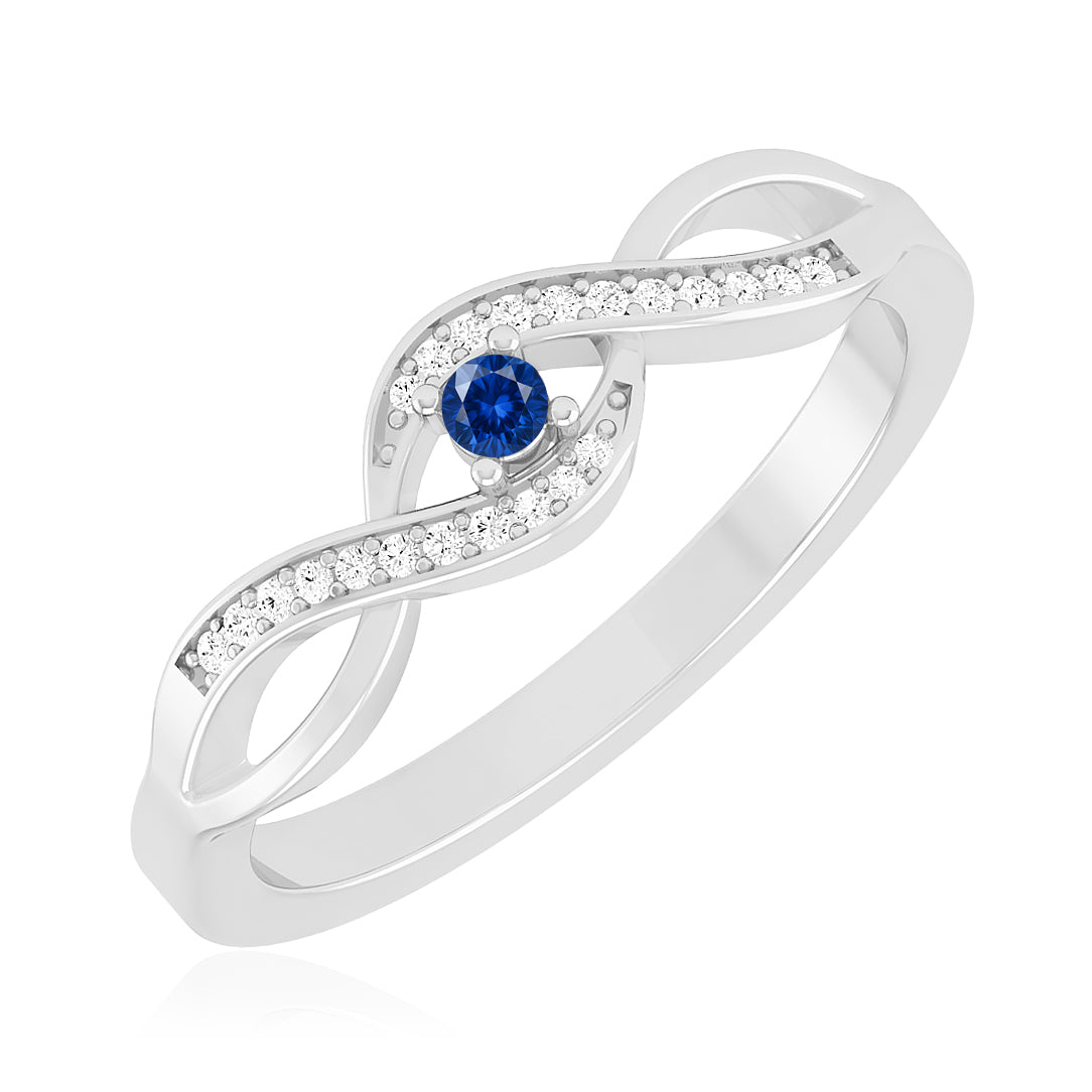 Infinity Ring | Sterling Silver Birthstone Ring | Genuine Gemstone & Diamond Studded Ring | Personalized Promise Ring | Gift for Her