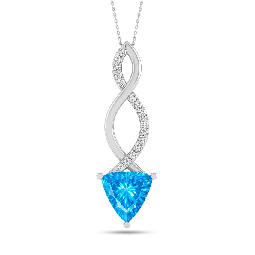 Infinity Twist Pendant | Sterling Silver Birthstone Necklace | Diamond Accent | Adjustable Chain | 15 Gemstone Choices