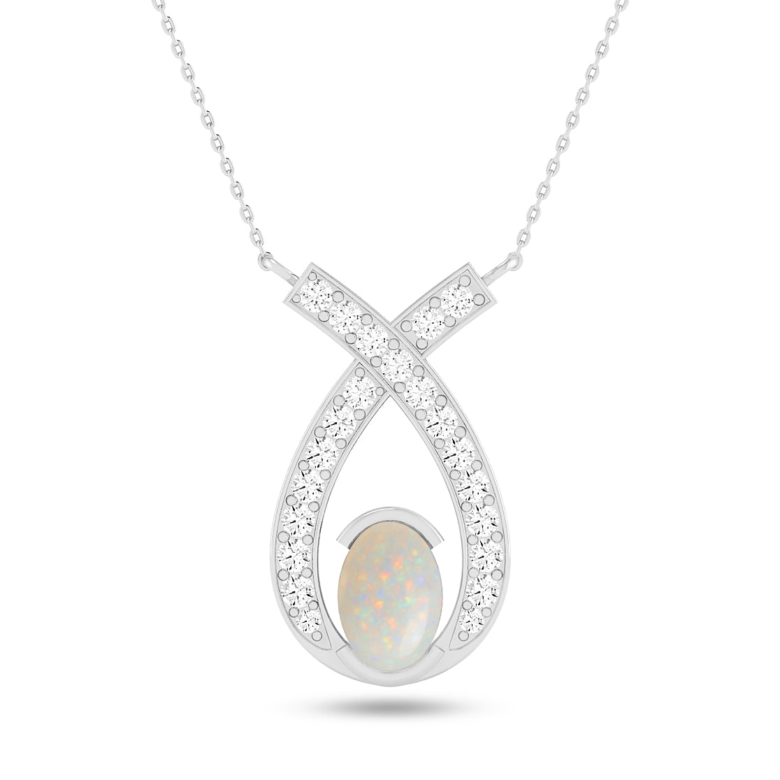 Teardrop Halo Pendant | Starburst Pendant | Heart Knot Teardrop Pendant | Sterling Silver Birthstone Necklace | Diamond Accent | Adjustable Chain | 15 Gemstone Choices