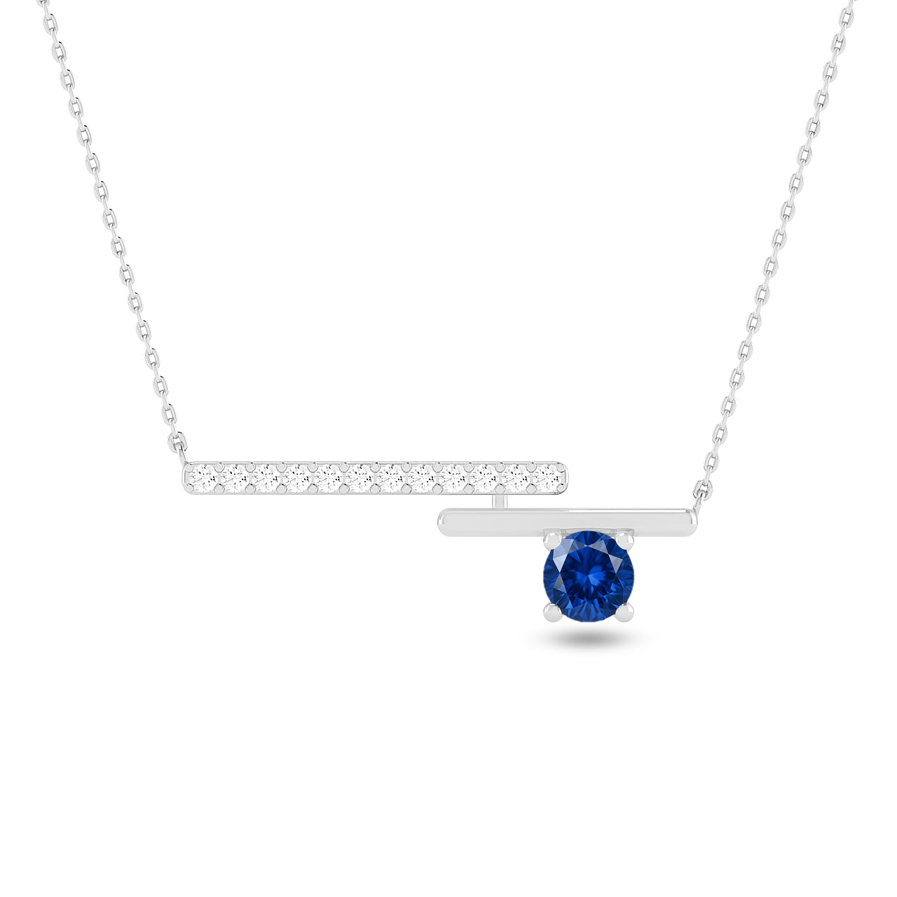 Geometric Bar Pendant | Starburst Pendant | Heart Knot Teardrop Pendant | Sterling Silver Birthstone Necklace | Diamond Accent | Adjustable Chain | 15 Gemstone Choices