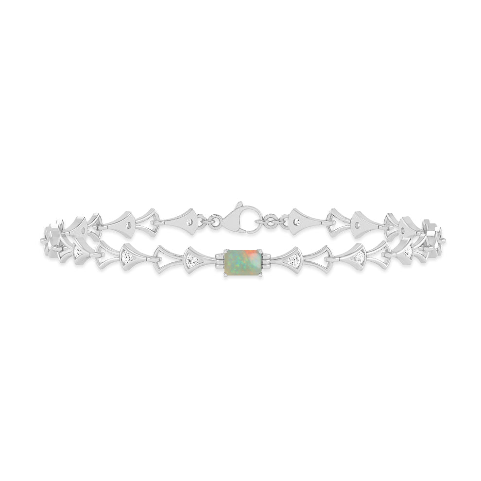 Art Deco Link Bracelet | Sterling Silver Birthstone Bracelet | Adjustable Chain | 15 Gemstone Choices | Personalized Gemstone Bracelet Floral Vine Bracelet Canter piece