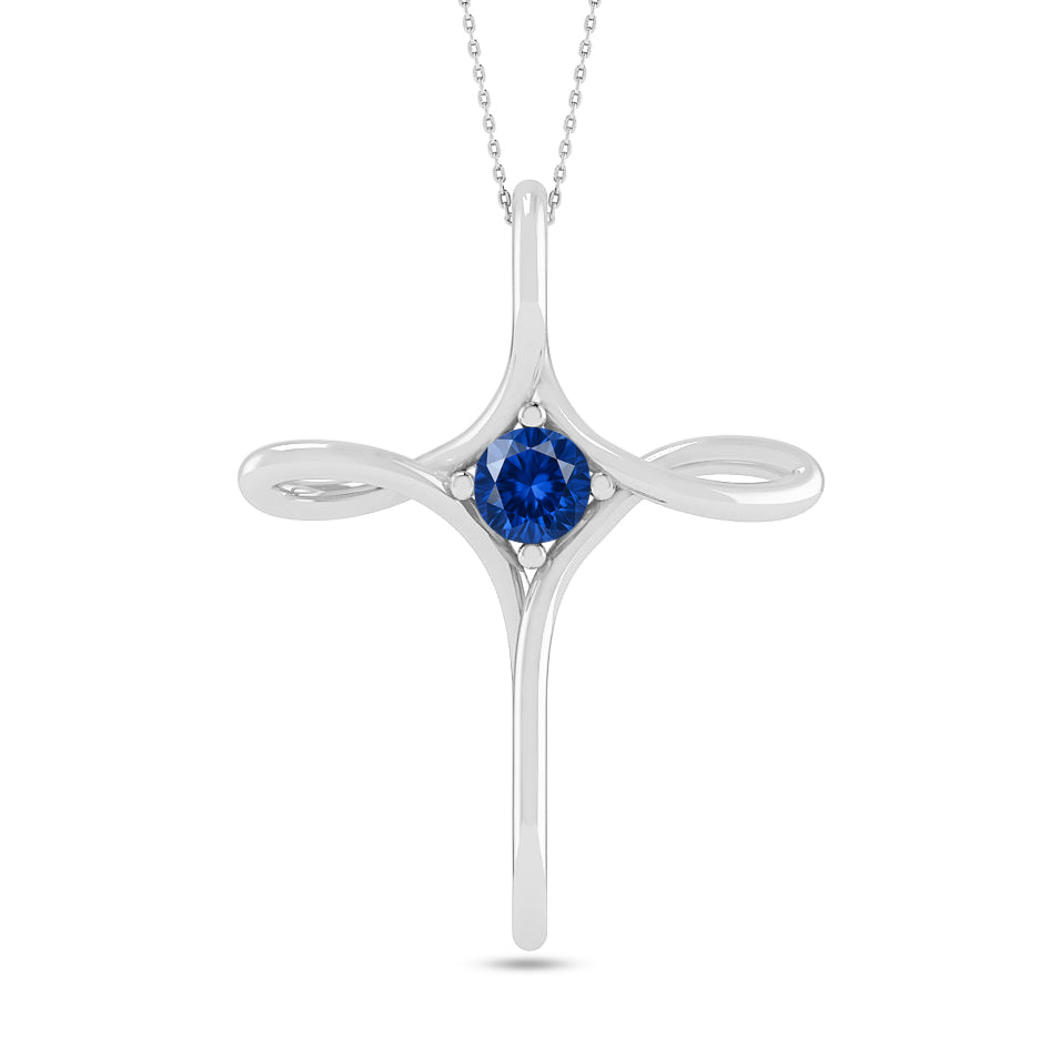 Infinity Cross Pendant | Sterling Silver Birthstone Necklace | Adjustable Chain | 15 Gemstone Choices | Personalized Gemstone Pendant