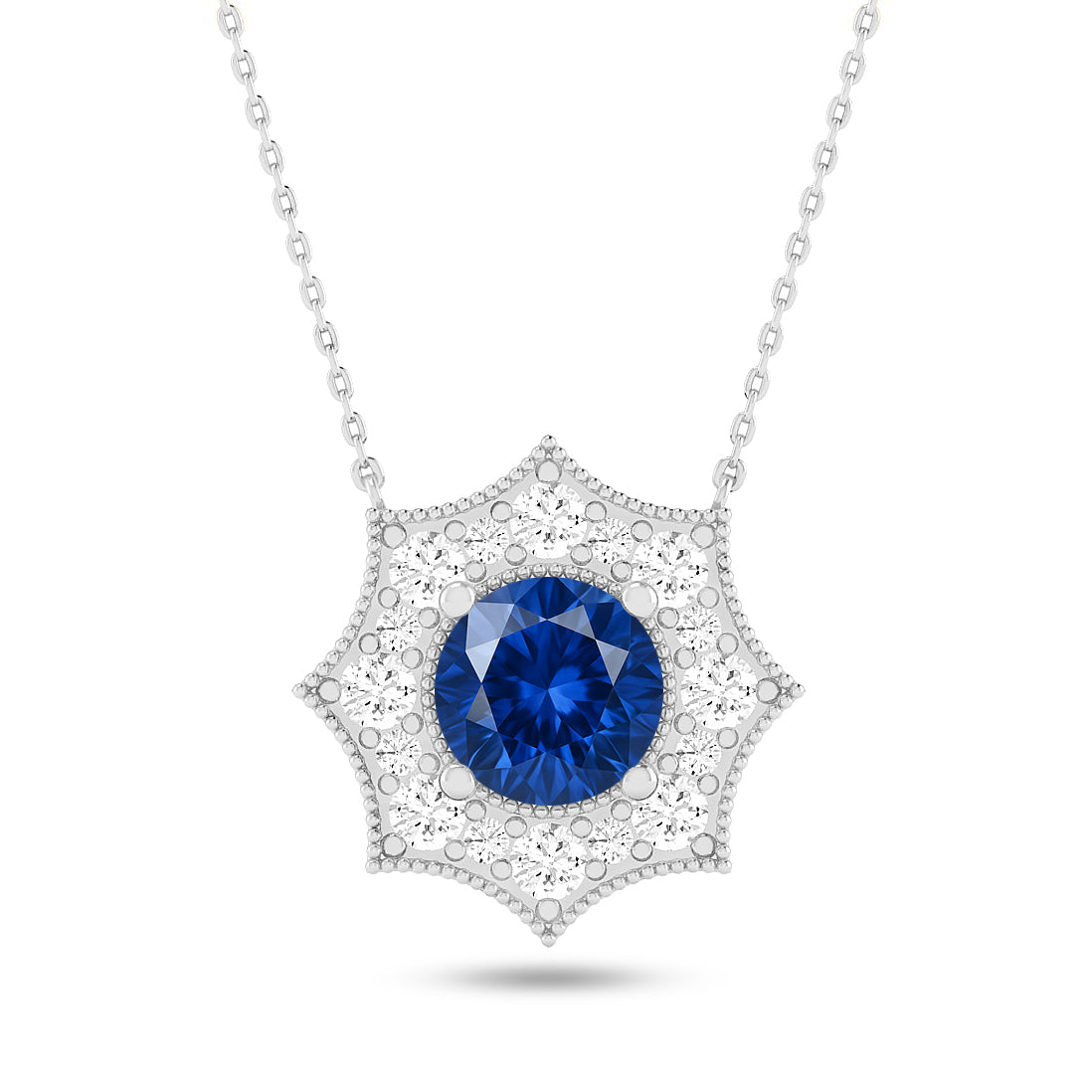 Snowflake Halo Pendant | Starburst Pendant | Heart Knot Teardrop Pendant | Sterling Silver Birthstone Necklace | Diamond Accent | Adjustable Chain | 15 Gemstone Choices