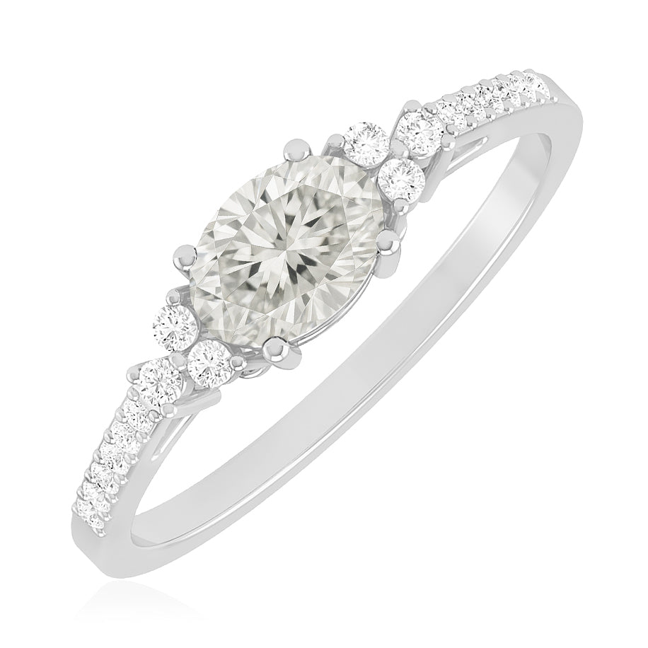 Bezel Set Three-Stone Ring | Sterling Silver Birthstone Ring | Genuine Gemstone & Diamond Studded Ring | Personalized Promise Ring | Gift for Her