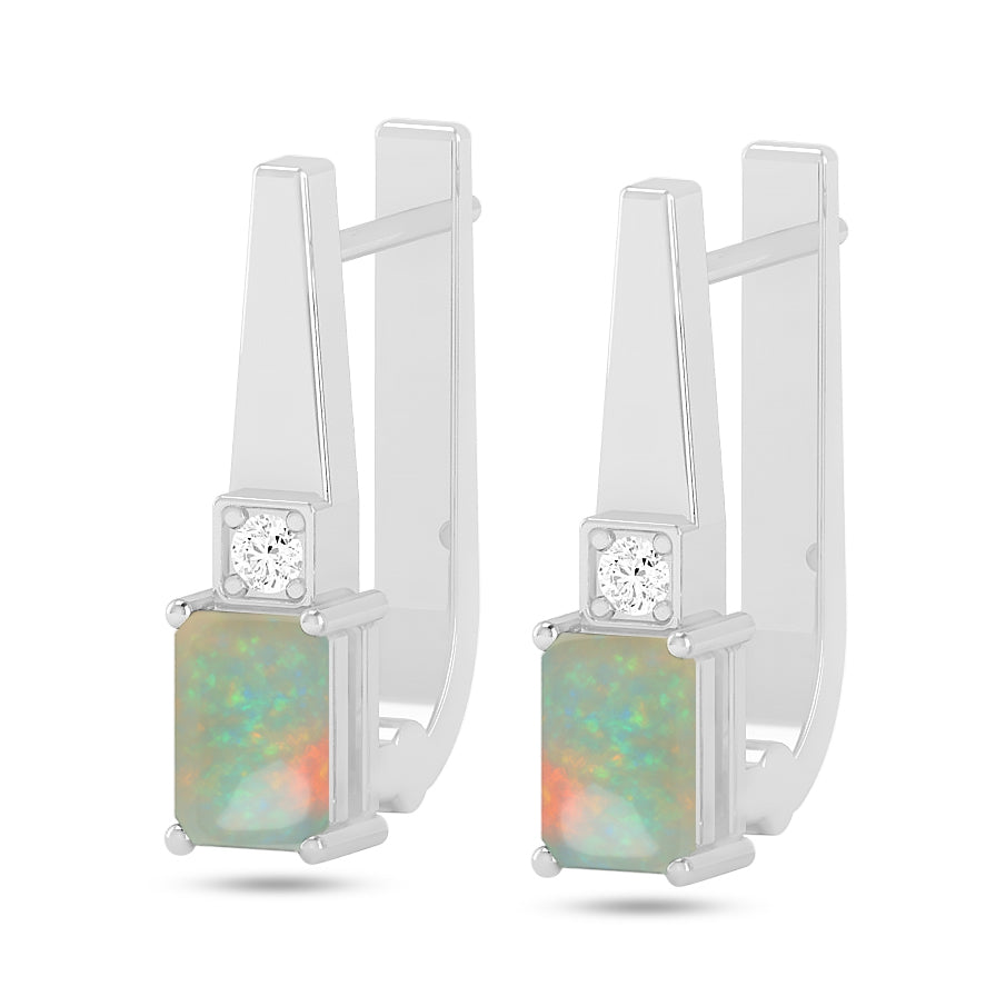 Lever back Drop Earrings | 925 Sterling Silver Birthstone Stud Earrings | Diamond Accent Gemstone Earrings | 15 Birthstone Options | Gift for Women