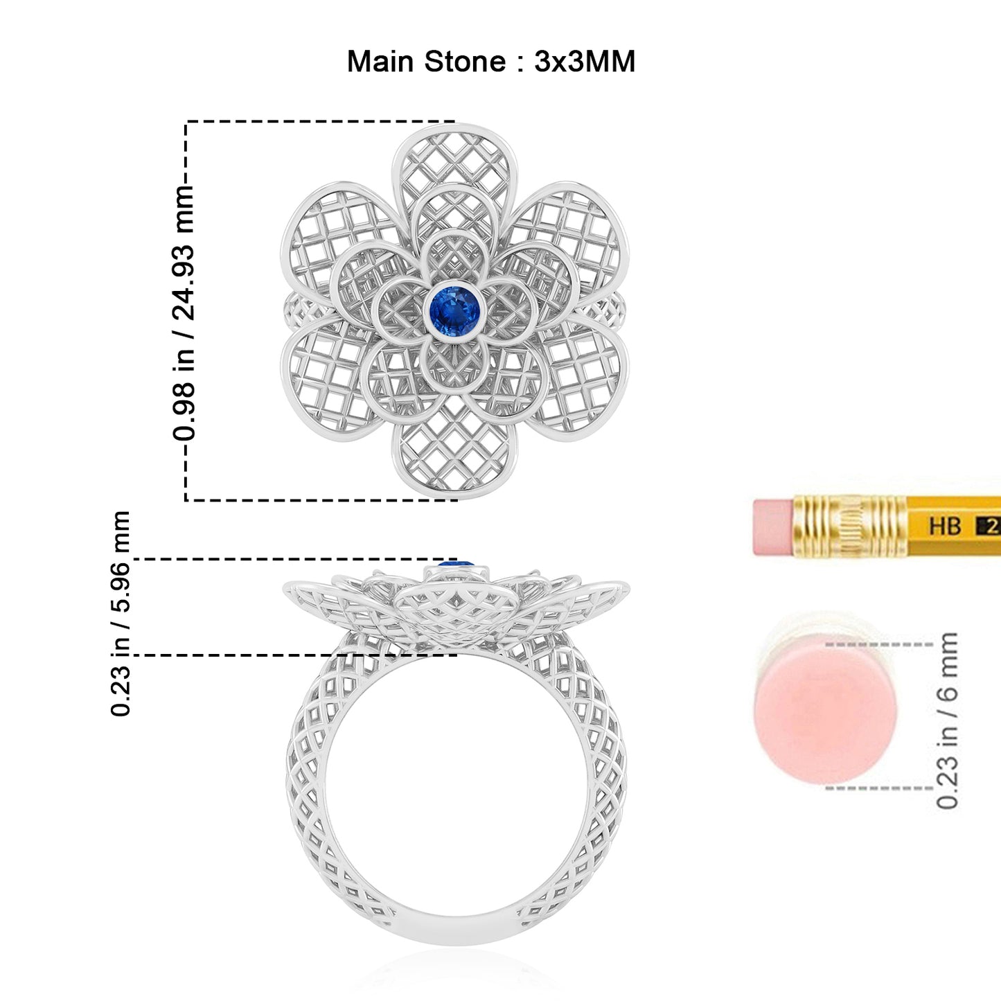 Floral Statement Ring | Sterling Silver Birthstone Ring | Genuine Gemstone & Diamond Studded Ring | Personalized Promise Ring | Gift for Her