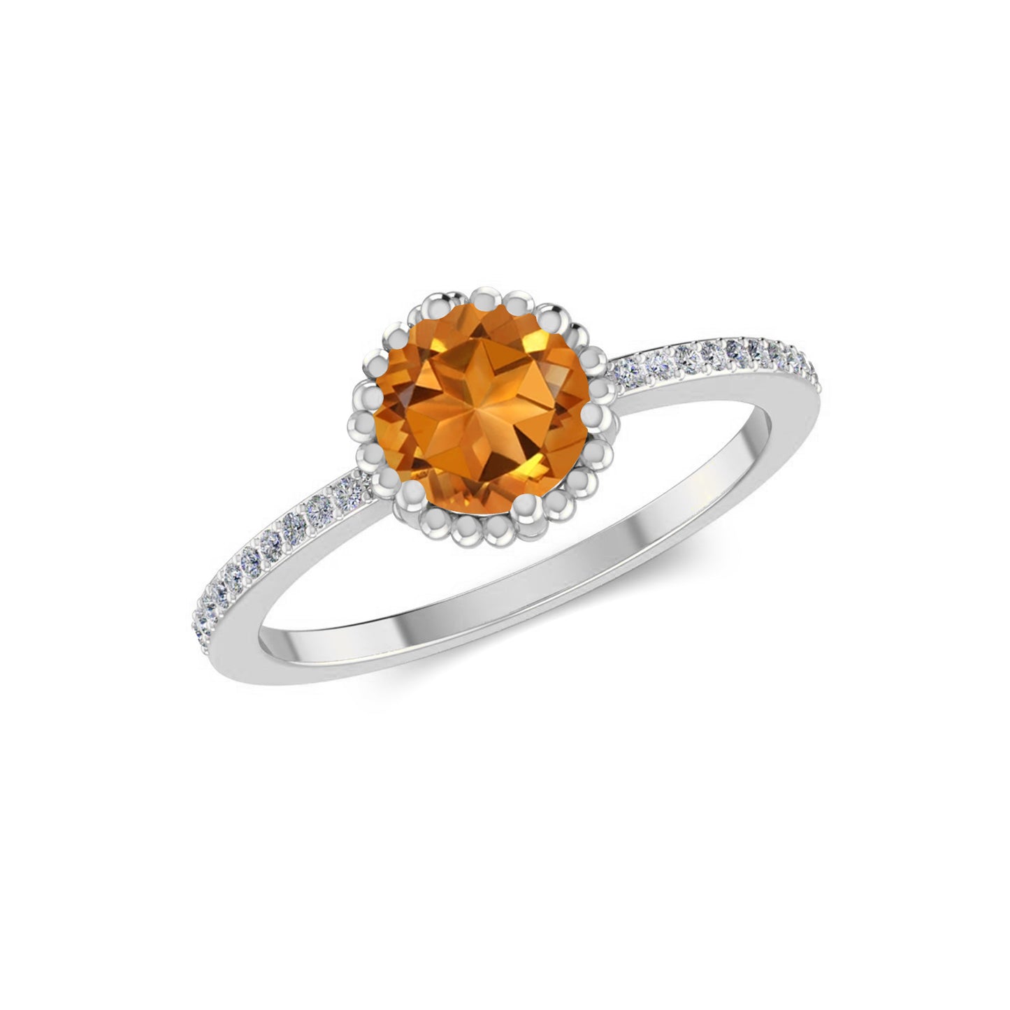 Bezel Halo Solitaire Ring | Sterling Silver Birthstone Ring | Genuine Gemstone & Diamond Studded Ring | Personalized Promise Ring | Gift for Her