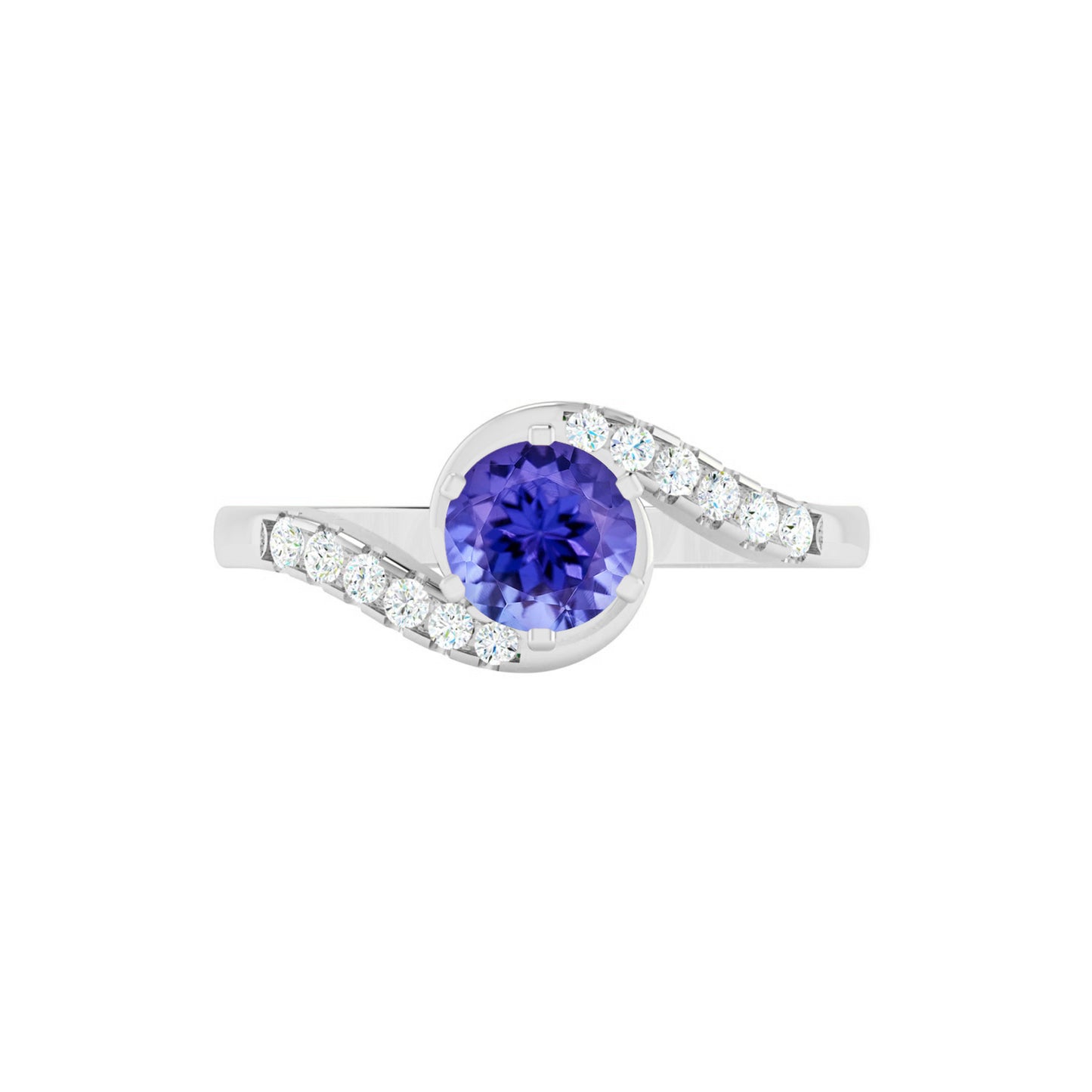 Bypass Solitaire Ring | Sterling Silver Birthstone Ring | Genuine Gemstone & Diamond Studded Ring | Personalized Promise Ring | Gift for Her