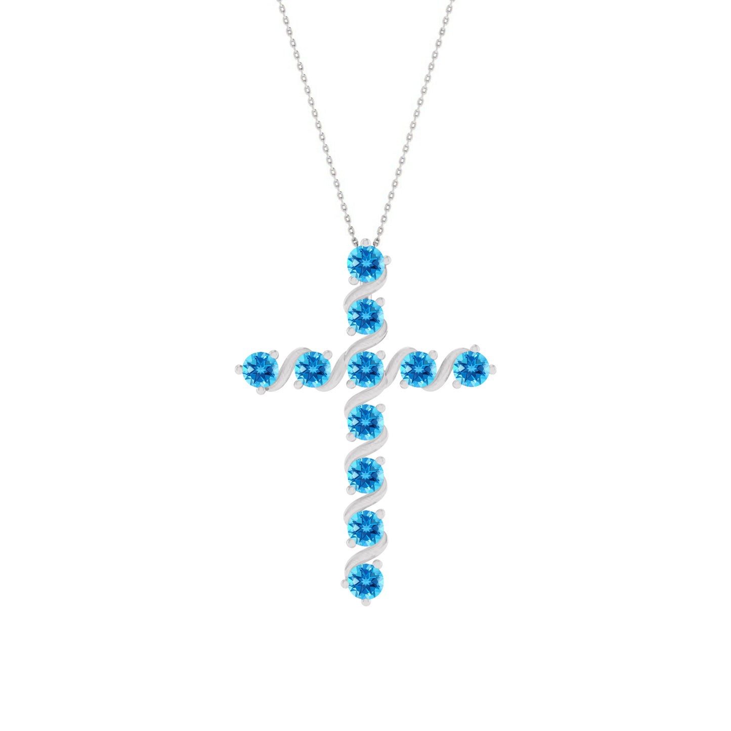 Gemstone Cross Pendant | Floral Vine Style Gemstone Pendant | Sterling Silver Birthstone Necklace | Adjustable Chain | 15 Gemstone Choices | Personalized Gemstone Pendant