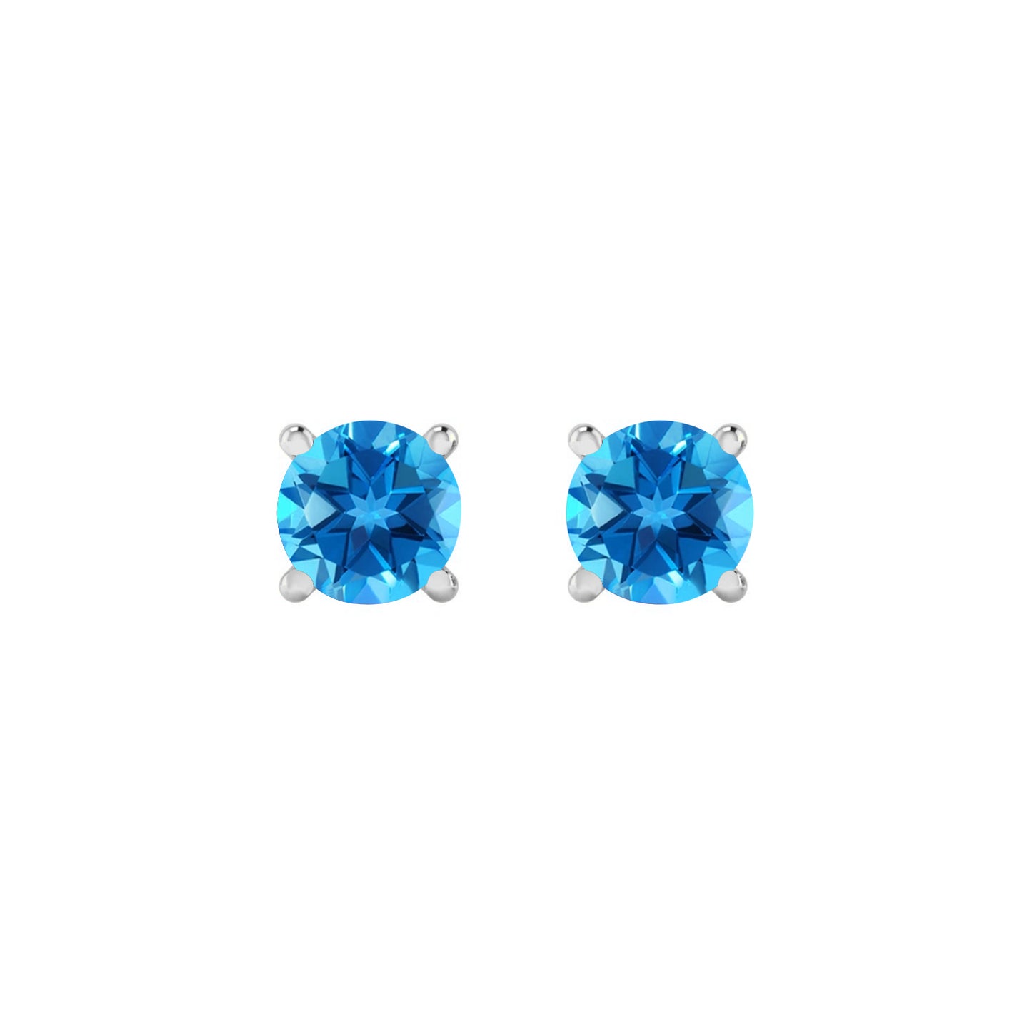 925 Sterling Silver Birthstone Stud Earrings | Diamond Accent Gemstone Earrings | 15 Birthstone Options | Gift for Women