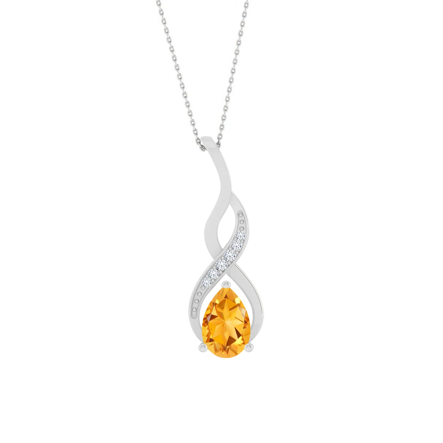 Classic Teardrop Solitaire Pendant | Starburst Pendant | Heart Knot Teardrop Pendant | Sterling Silver Birthstone Necklace | Diamond Accent | Adjustable Chain | 15 Gemstone Choices