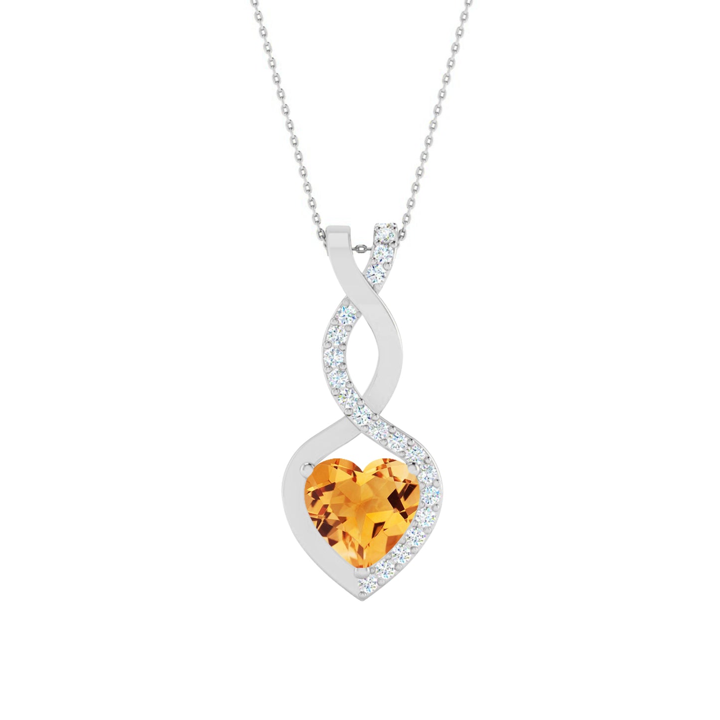 Infinity Heart Pendant | Starburst Pendant | Heart Knot Teardrop Pendant | Sterling Silver Birthstone Necklace | Diamond Accent | Adjustable Chain | 15 Gemstone Choices
