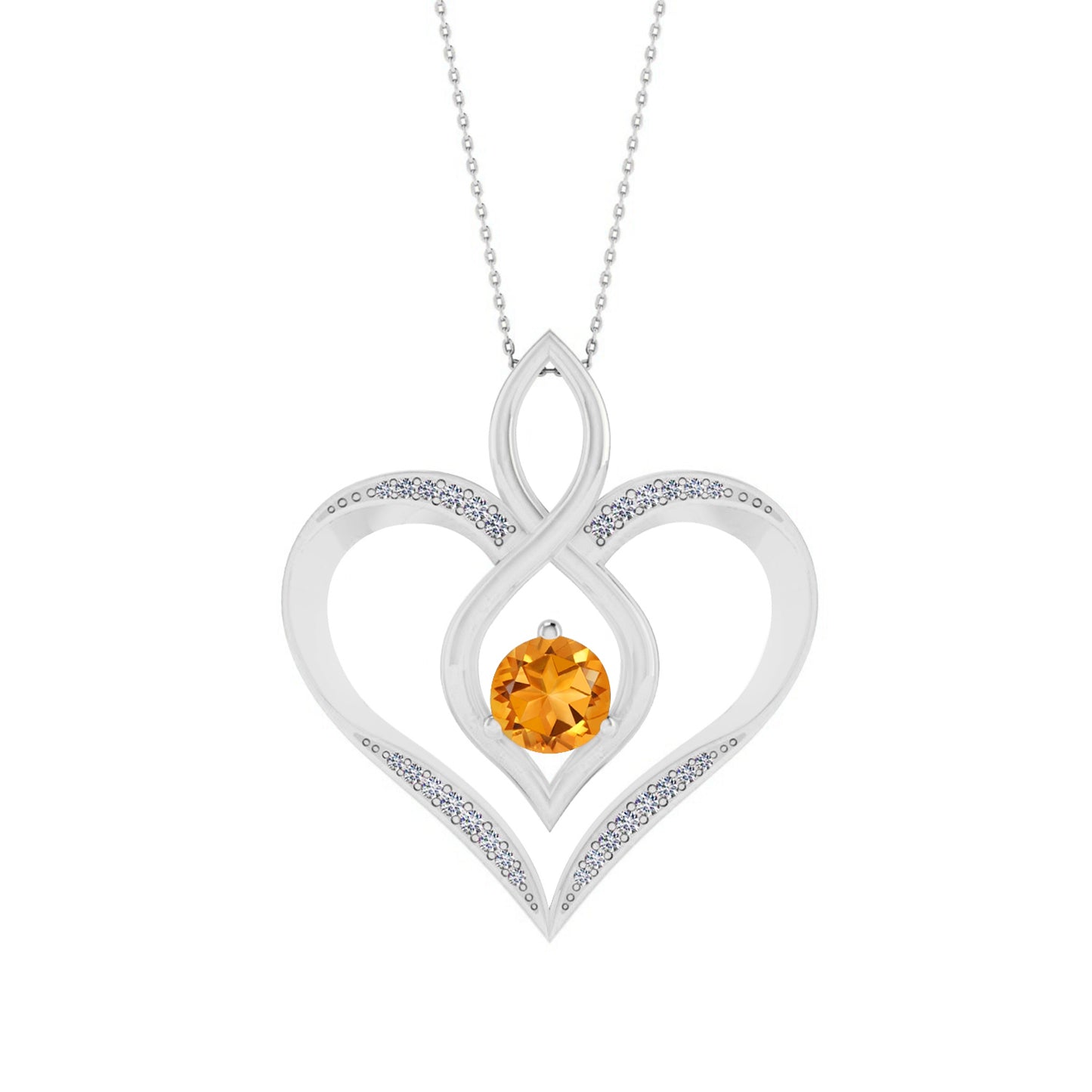 Sterling Silver Birthstone Necklace | Diamond Accent | Adjustable Chain | 15 Gemstone Choices