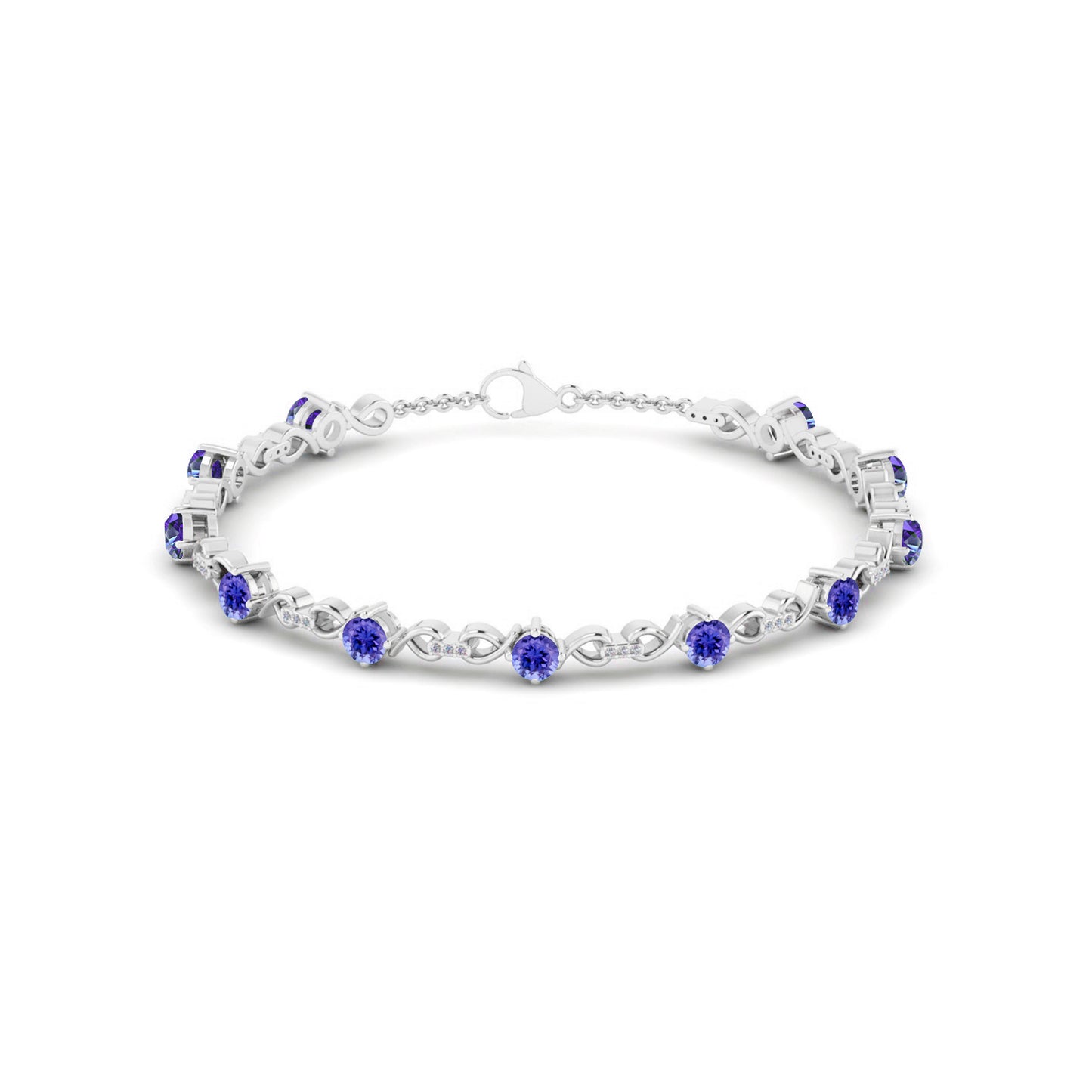 Infinity Tennis Bracelet | Sterling Silver Birthstone Bracelet | Adjustable Chain | 15 Gemstone Choices | Personalized Gemstone Bracelet