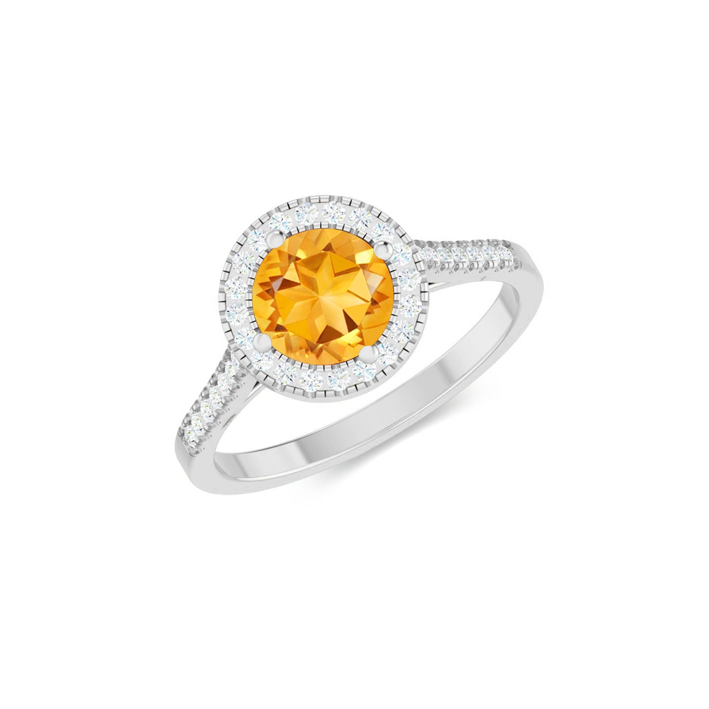Halo Solitaire Ring | Sterling Silver Birthstone Ring | Genuine Gemstone & Diamond Studded Ring | Personalized Promise Ring | Gift for Her