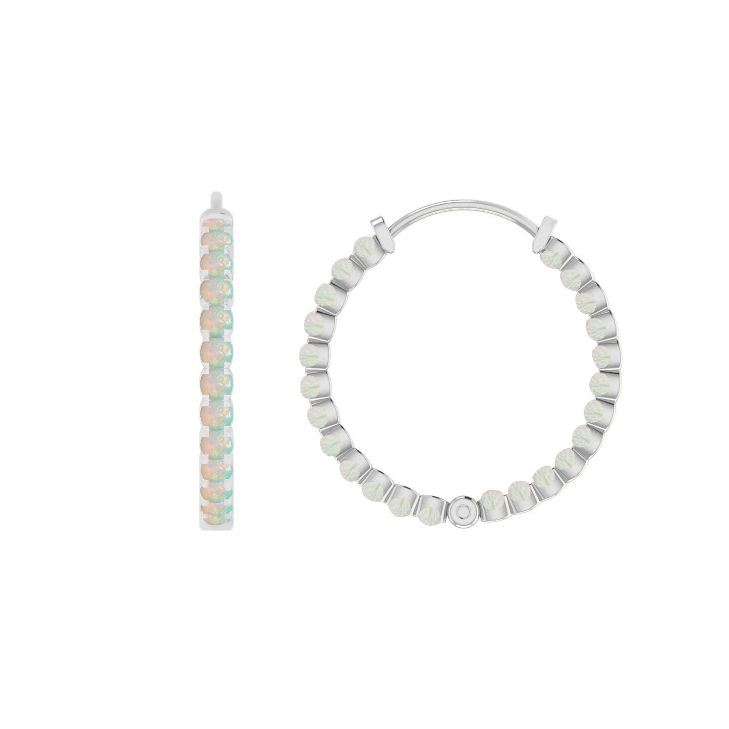 Inside-Out Hoop Earrings | 925 Sterling Silver Birthstone Stud Earrings | Diamond Accent Gemstone Earrings | 15 Birthstone Options | Gift for Women