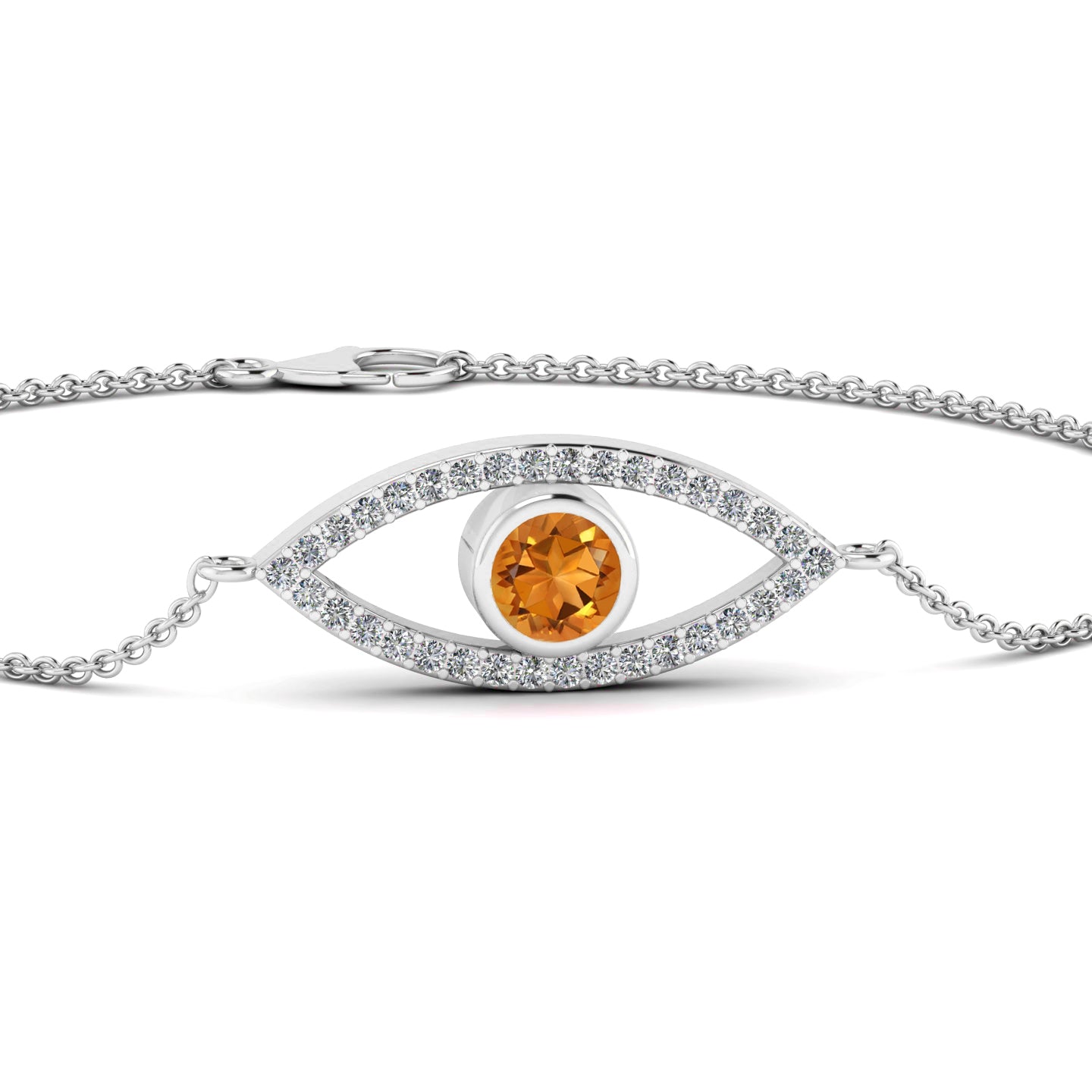 Evil Eye Bracelet | Sterling Silver Birthstone Bracelet | Adjustable Chain | 15 Gemstone Choices | Personalized Gemstone Bracelet
