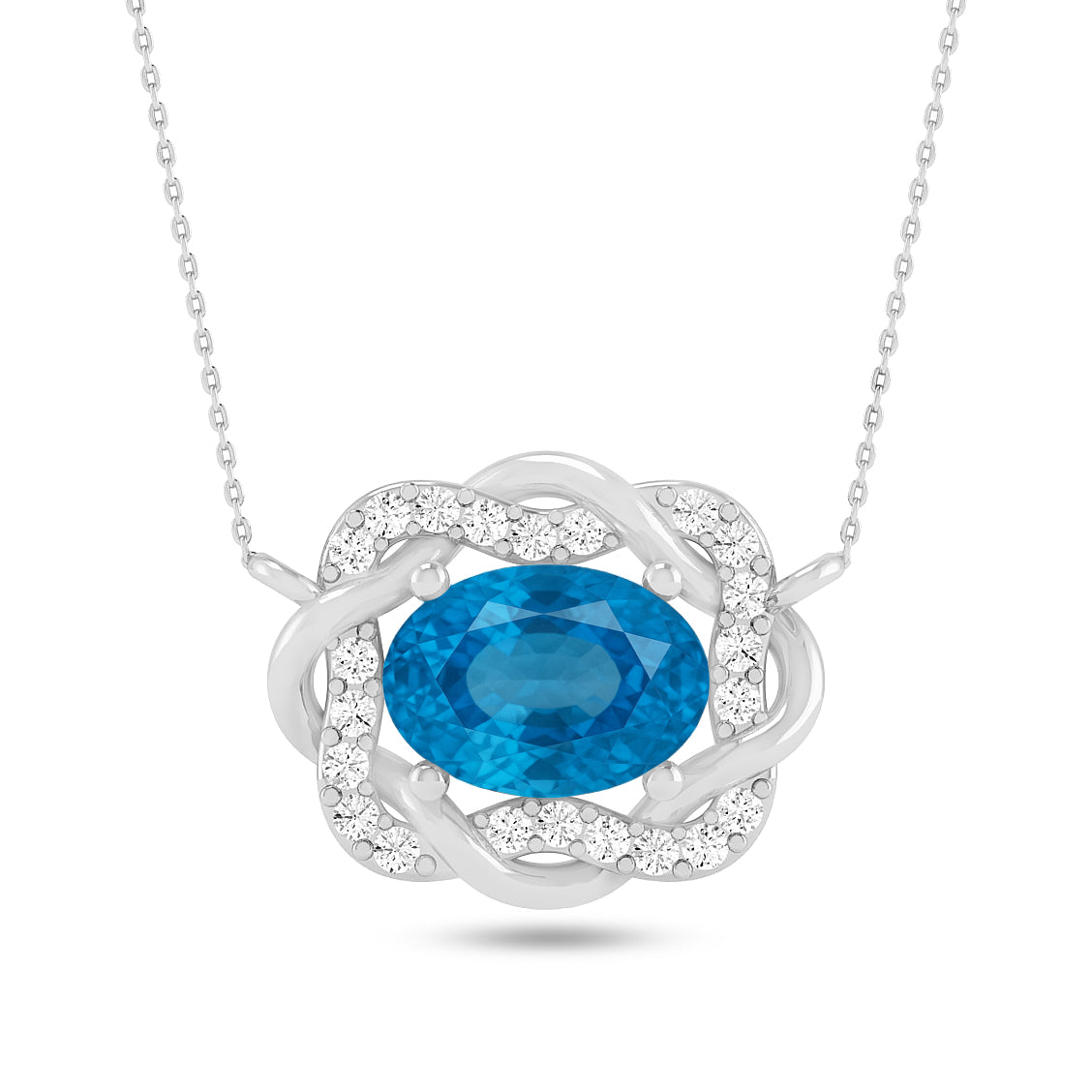 Celtic Knot Halo Pendant | Starburst Pendant | Heart Knot Teardrop Pendant | Sterling Silver Birthstone Necklace | Diamond Accent | Adjustable Chain | 15 Gemstone Choices
