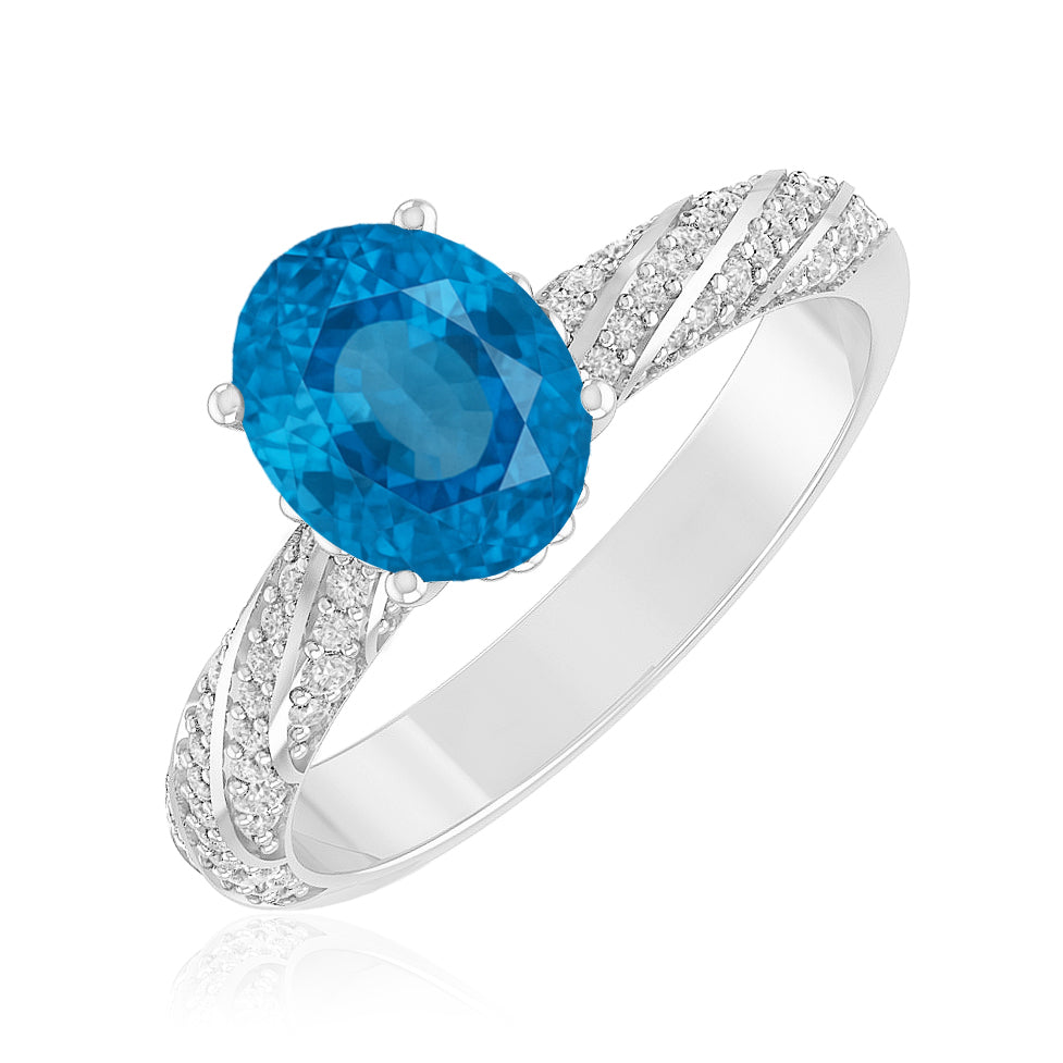 Halo Solitaire Ring | Sterling Silver Birthstone Ring | Genuine Gemstone & Diamond Studded Ring | Personalized Promise Ring | Gift for Her