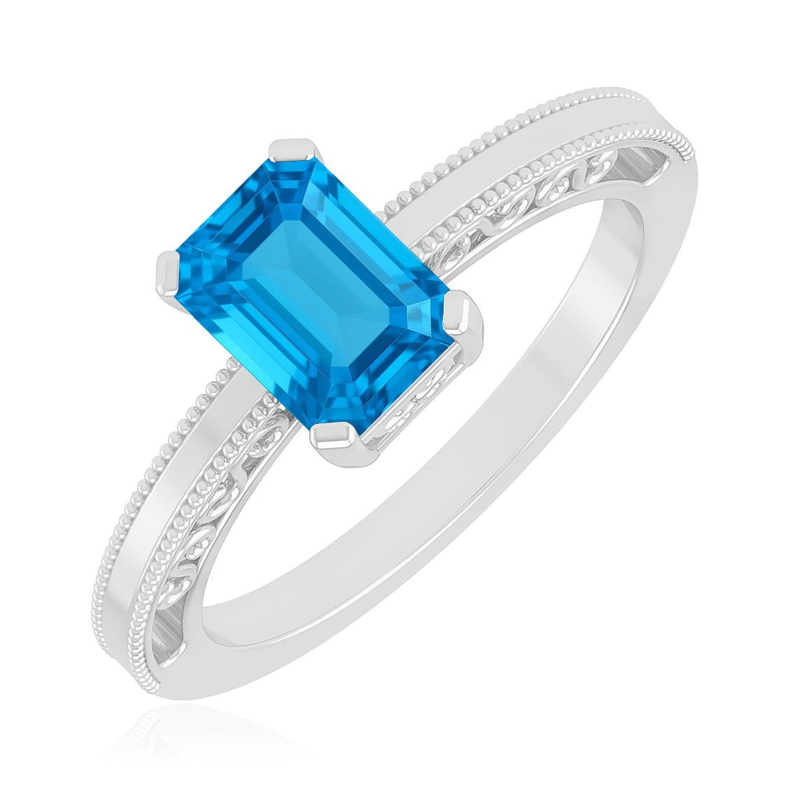 Vintage Milgrain Split Shank | Sterling Silver Birthstone Ring | Genuine Gemstone & Diamond Studded Ring | Personalized Promise Ring | Gift for Her